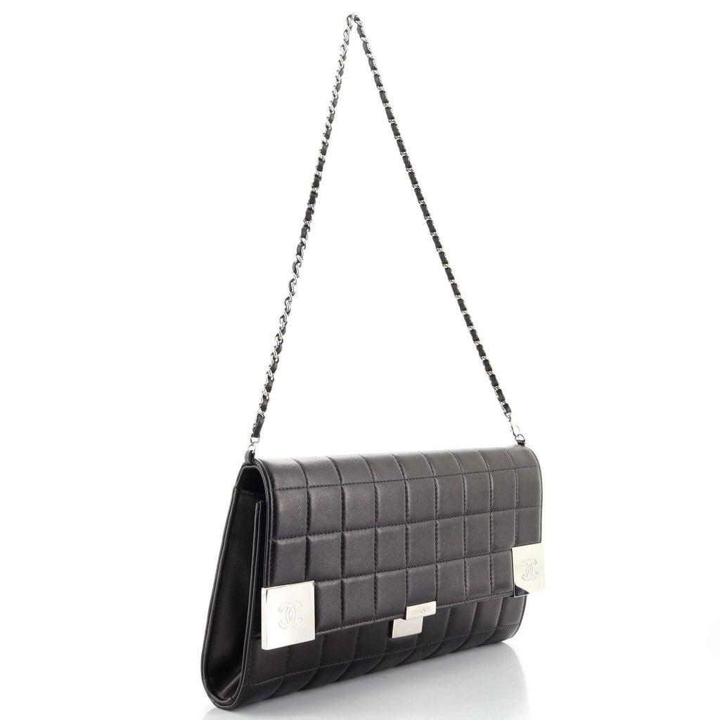 Chocolate Bar Chain Clutch Quilted Lambskin Medium