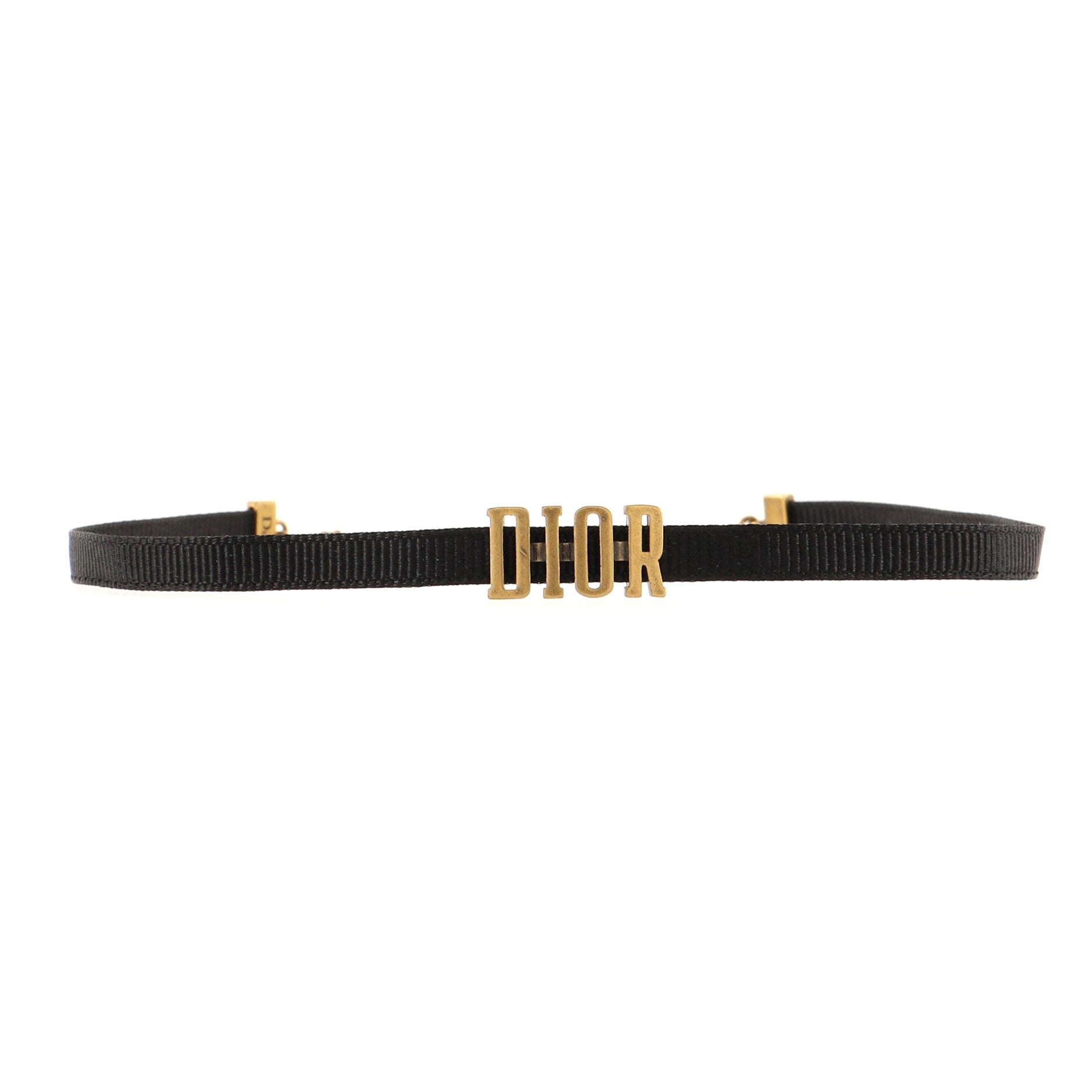 Dior Choker Necklace Grosgrain Ribbon and Metal
