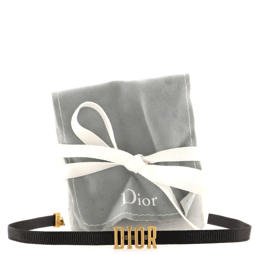 Dior Choker Necklace Grosgrain Ribbon and Metal