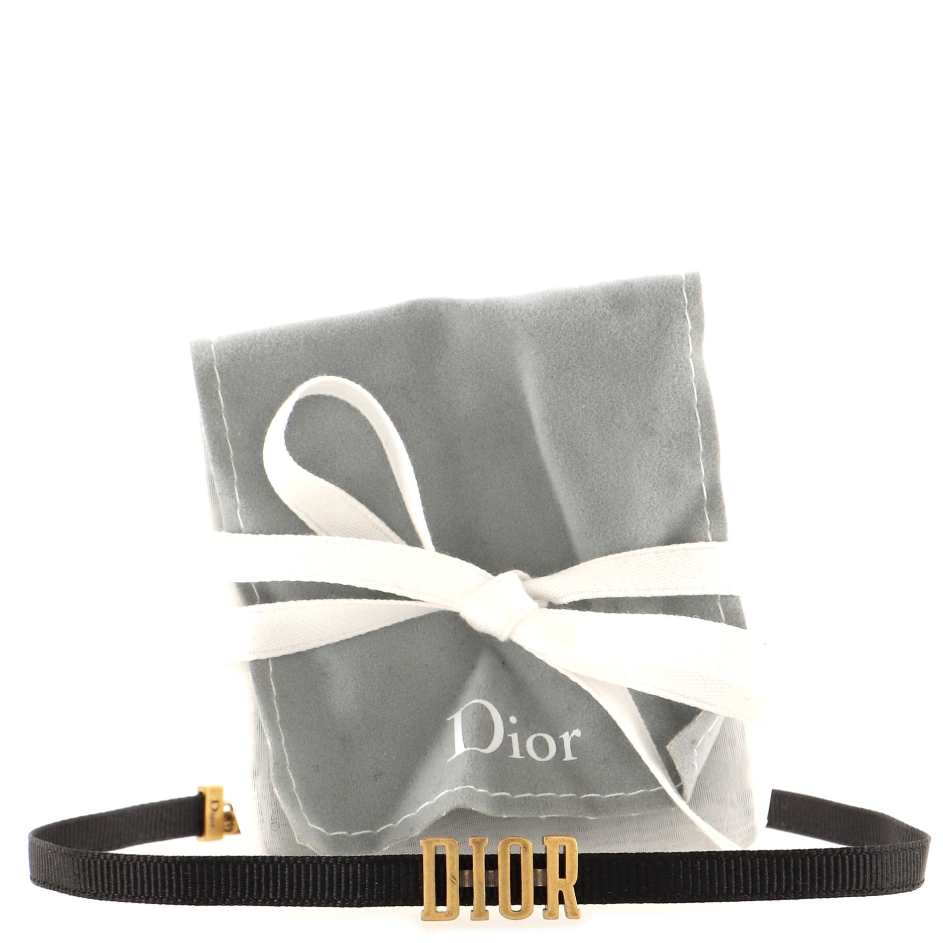 Dior Choker Necklace Grosgrain Ribbon and Metal