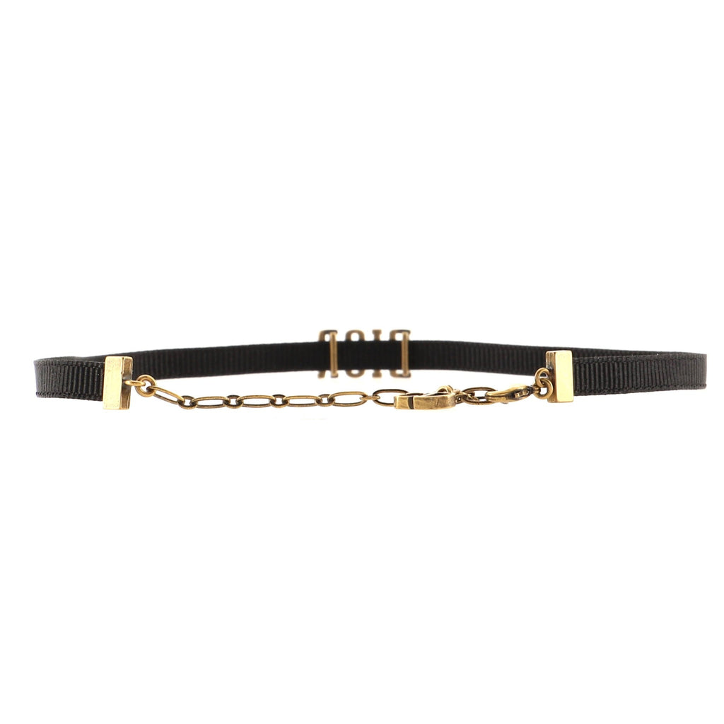 Dior Choker Necklace Grosgrain Ribbon and Metal