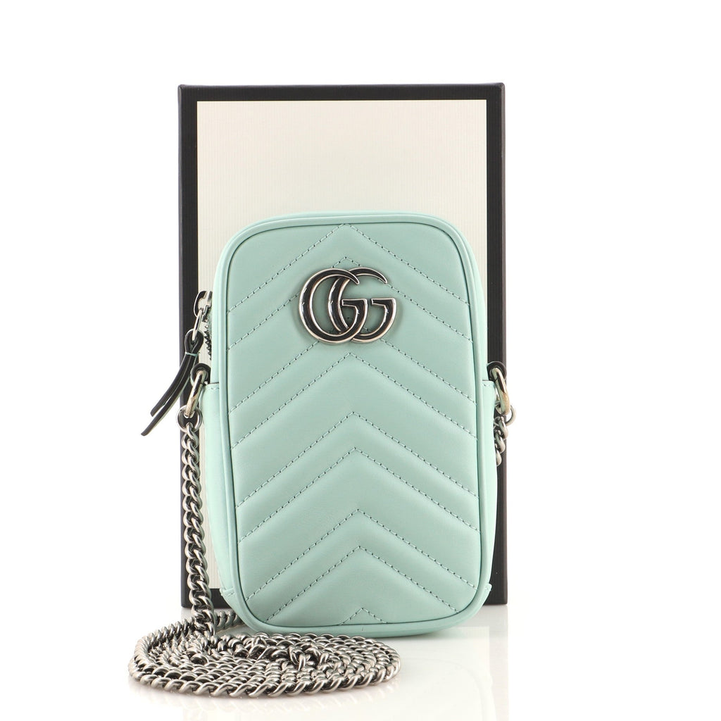 GG Marmont Vertical Phone Crossbody Bag Matelasse Leather Mini