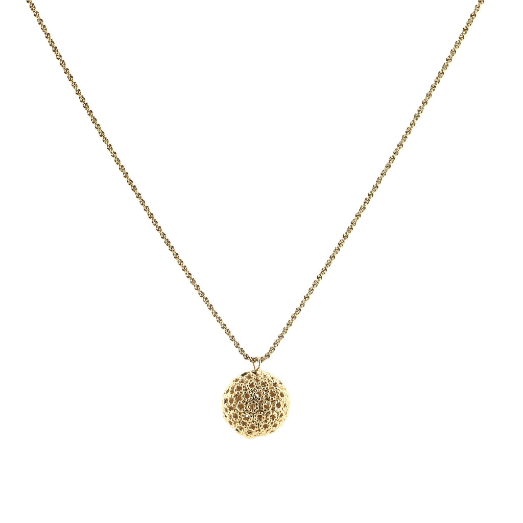 Vintage Ball Pendant Necklace Perforated Metal