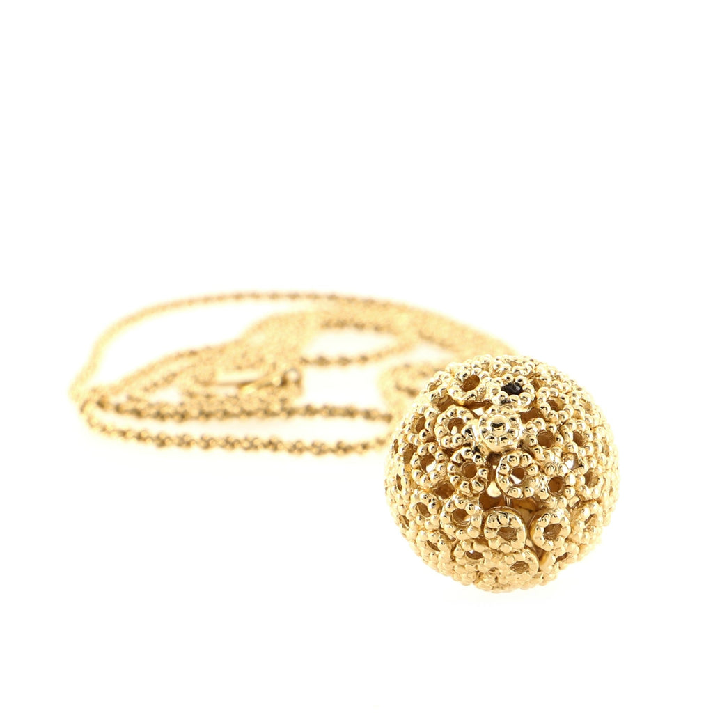 Vintage Ball Pendant Necklace Perforated Metal