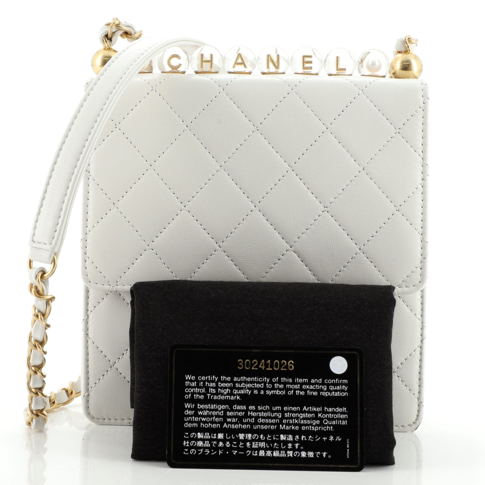 Chic Pearls Flap Bag Quilted Goatskin with Acrylic Beads Mini