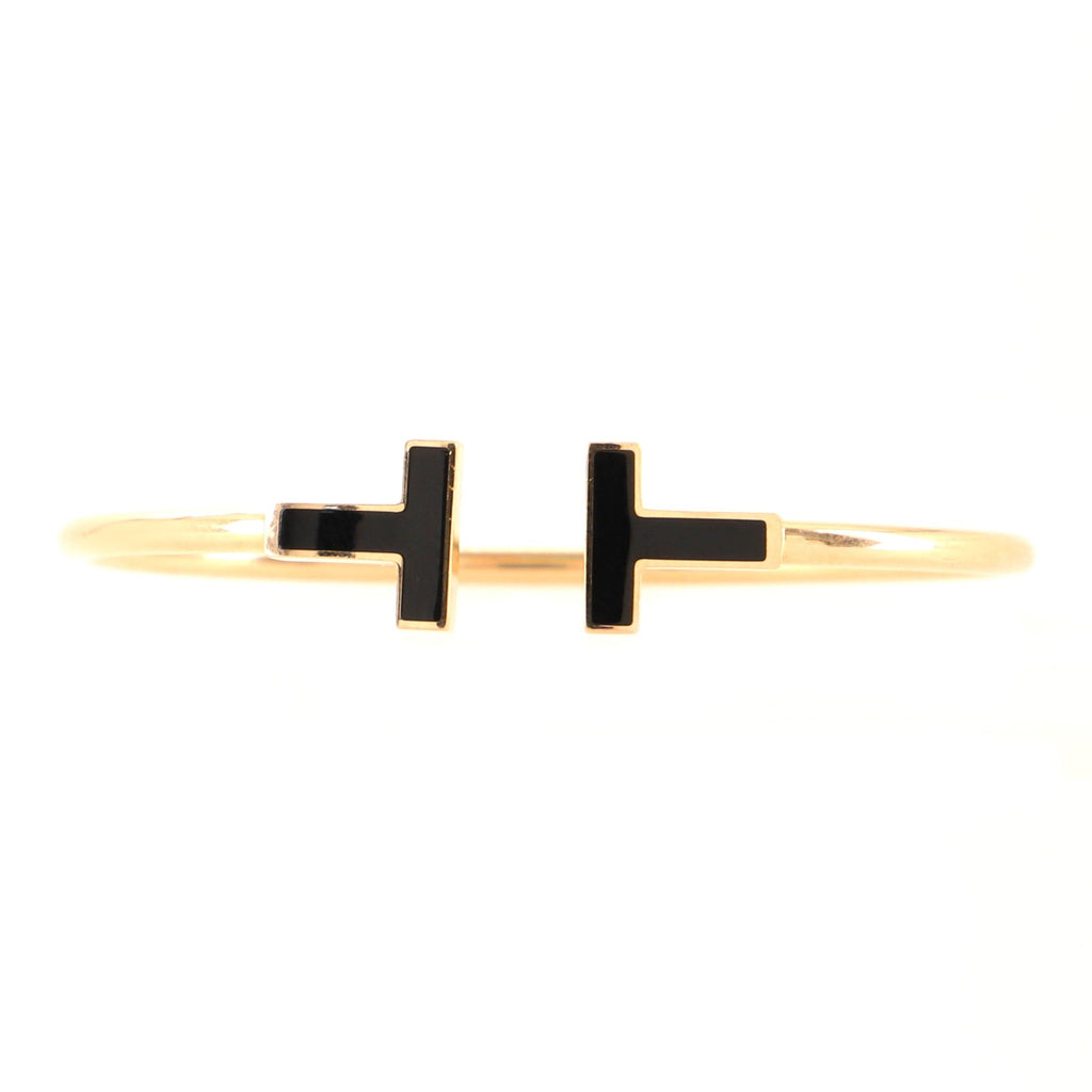 T Wire Bracelet 18K Rose Gold with Onyx