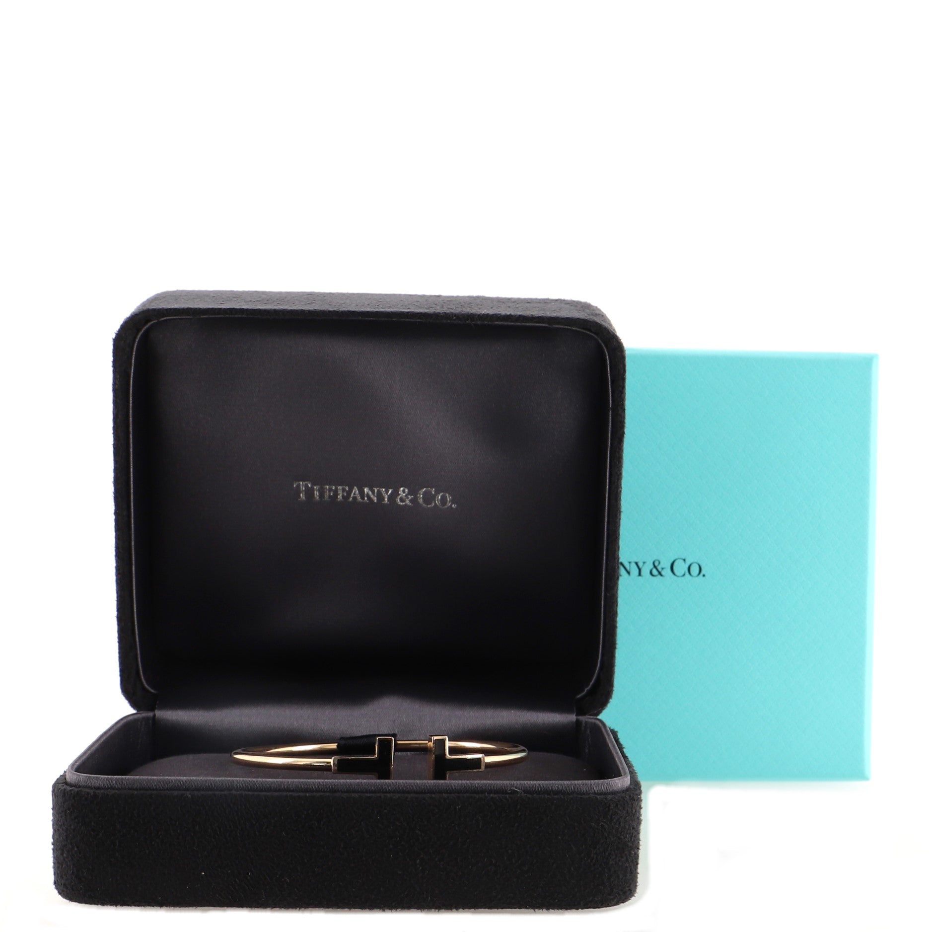 T Wire Bracelet 18K Rose Gold with Onyx