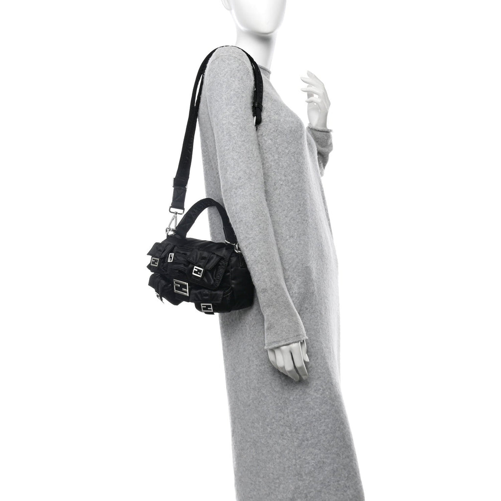 Econyl Cuoio Romano Multipocket Baguette Black