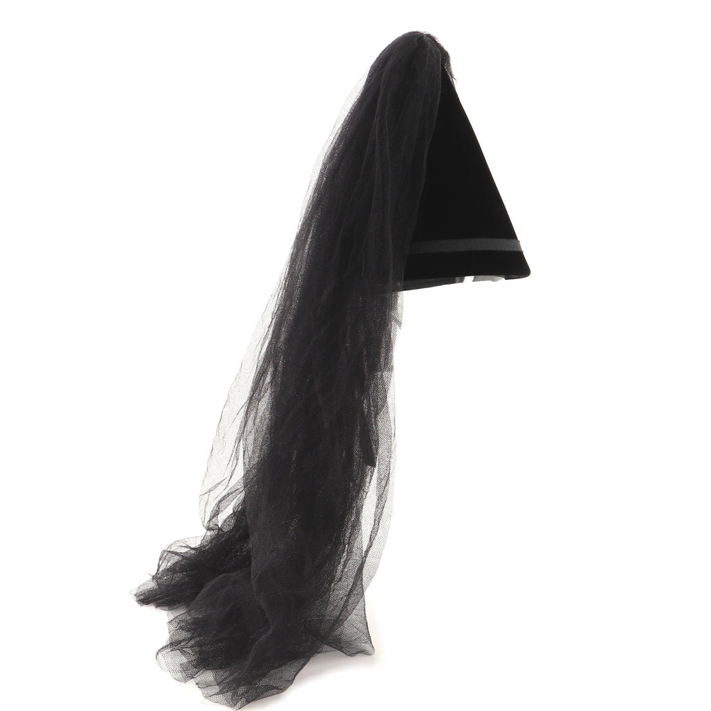 Cone Hat with Veil Velvet with Felt and Mesh XS
