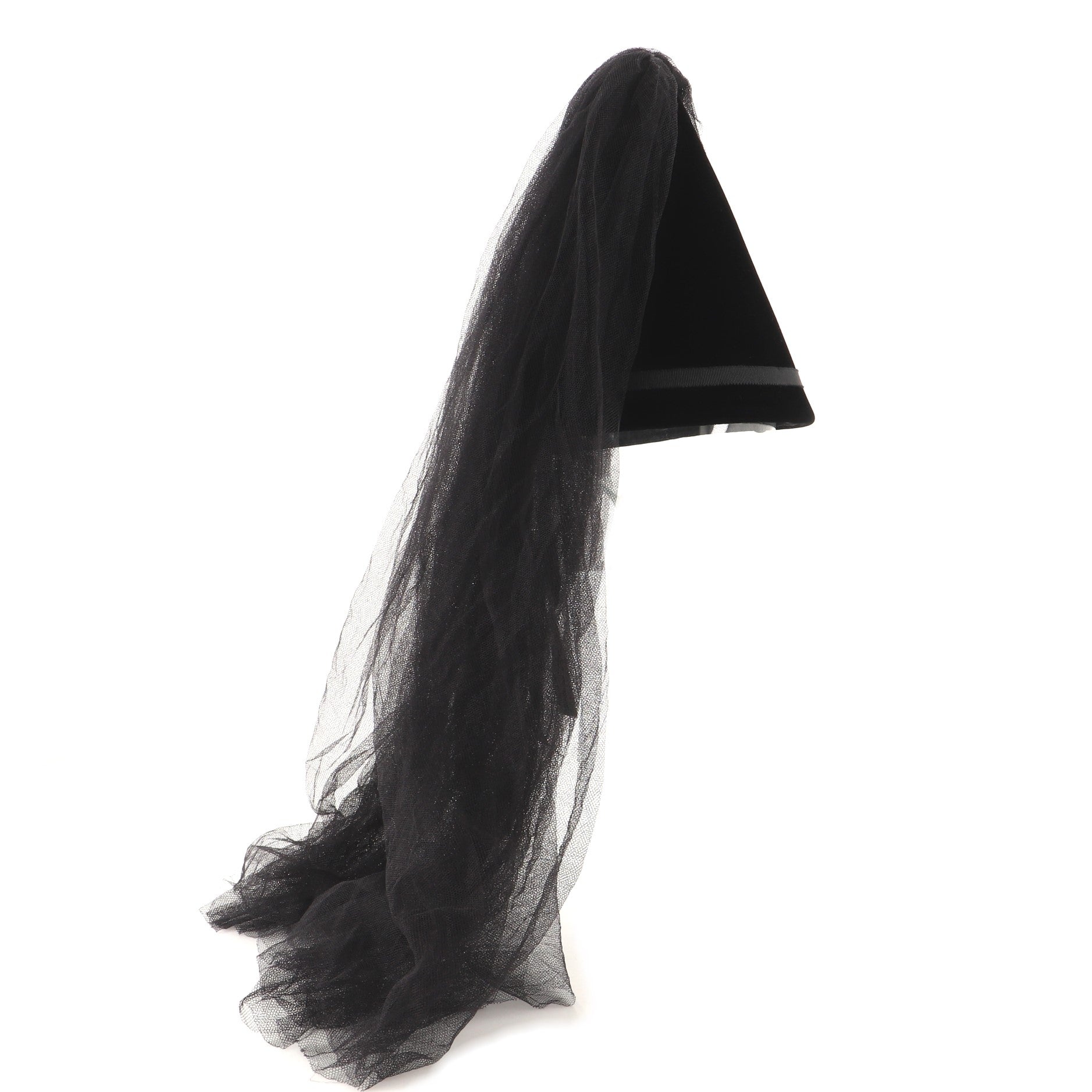 Cone Hat with Veil Velvet with Felt and Mesh XS