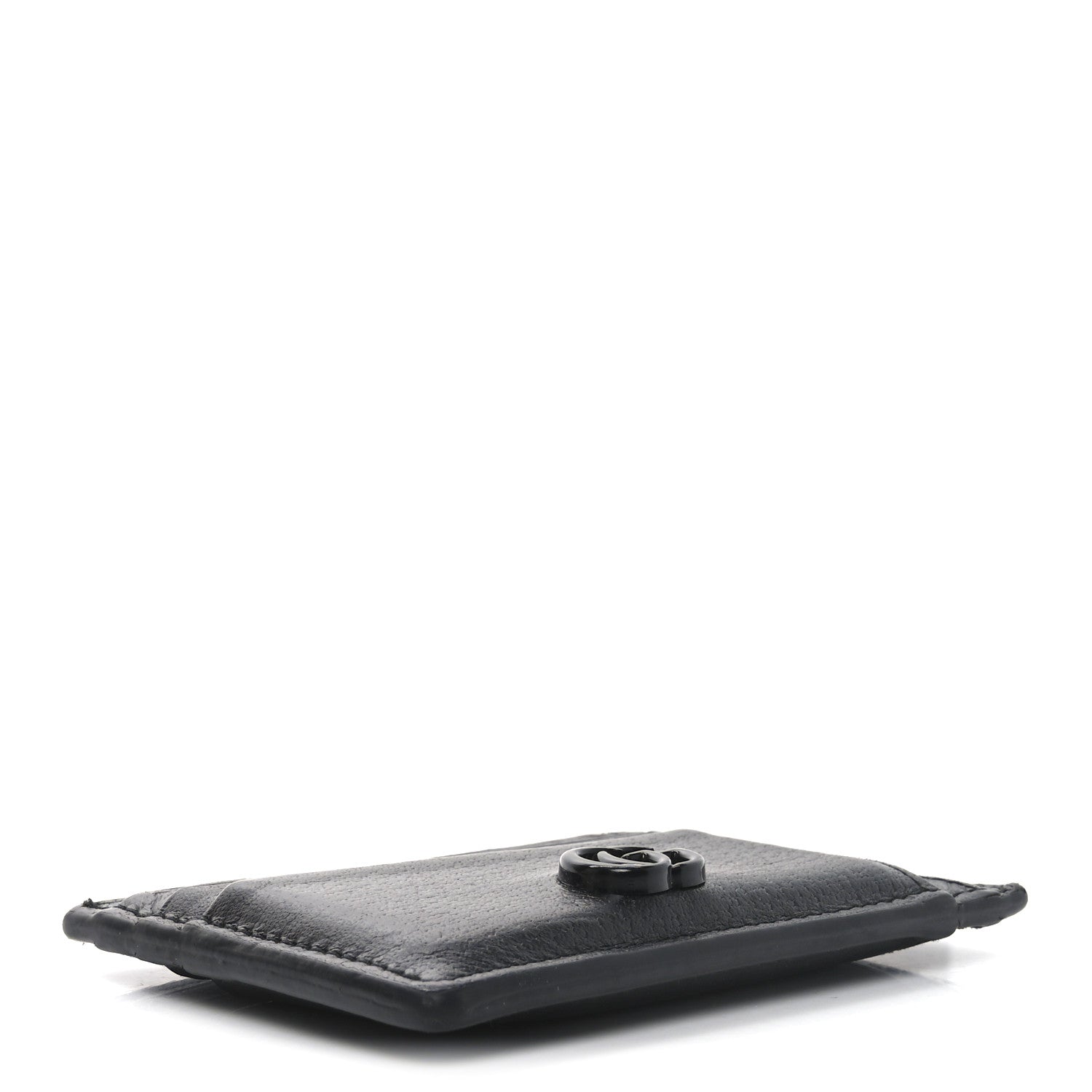 Textured Dollar Calfskin Resin Monochrome GG Marmont  Holder Black