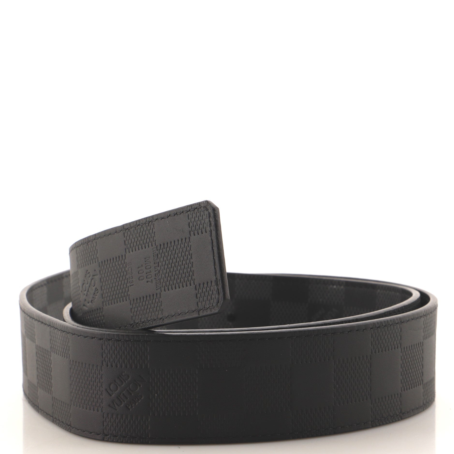 LV Initiales Reversible Belt Damier Graphite and Damier Infini Leather Wide 100