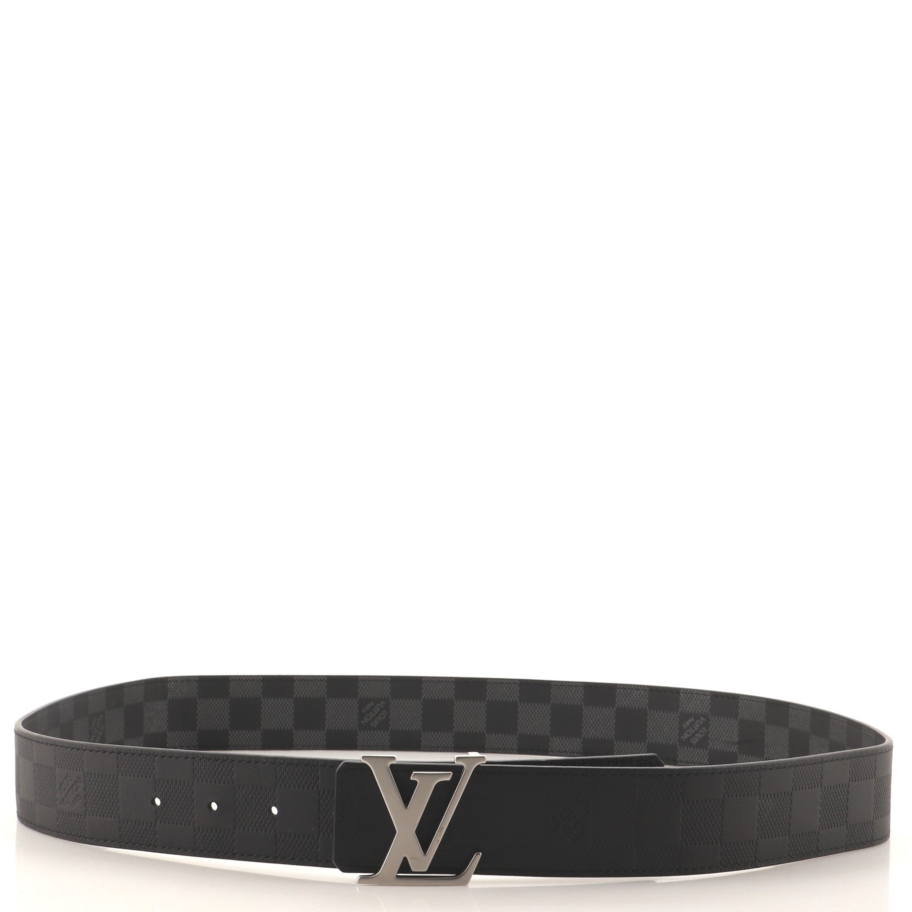 LV Initiales Reversible Belt Damier Graphite and Damier Infini Leather Wide 100