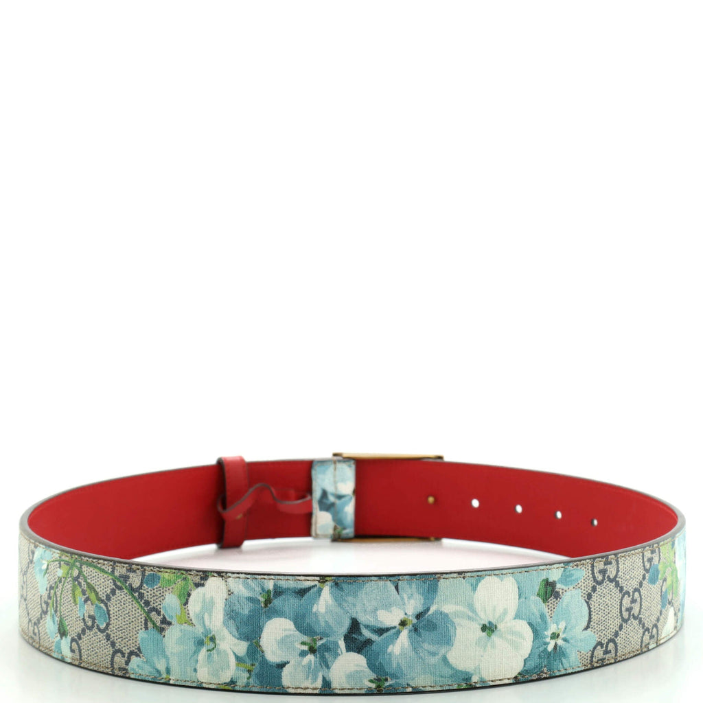 Animalier Plaque Belt Blooms Print GG Coated Canvas Wide 80
