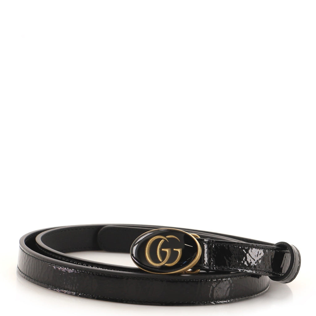 GG Oval Buckle Belt Patent with Enamel Thin 95
