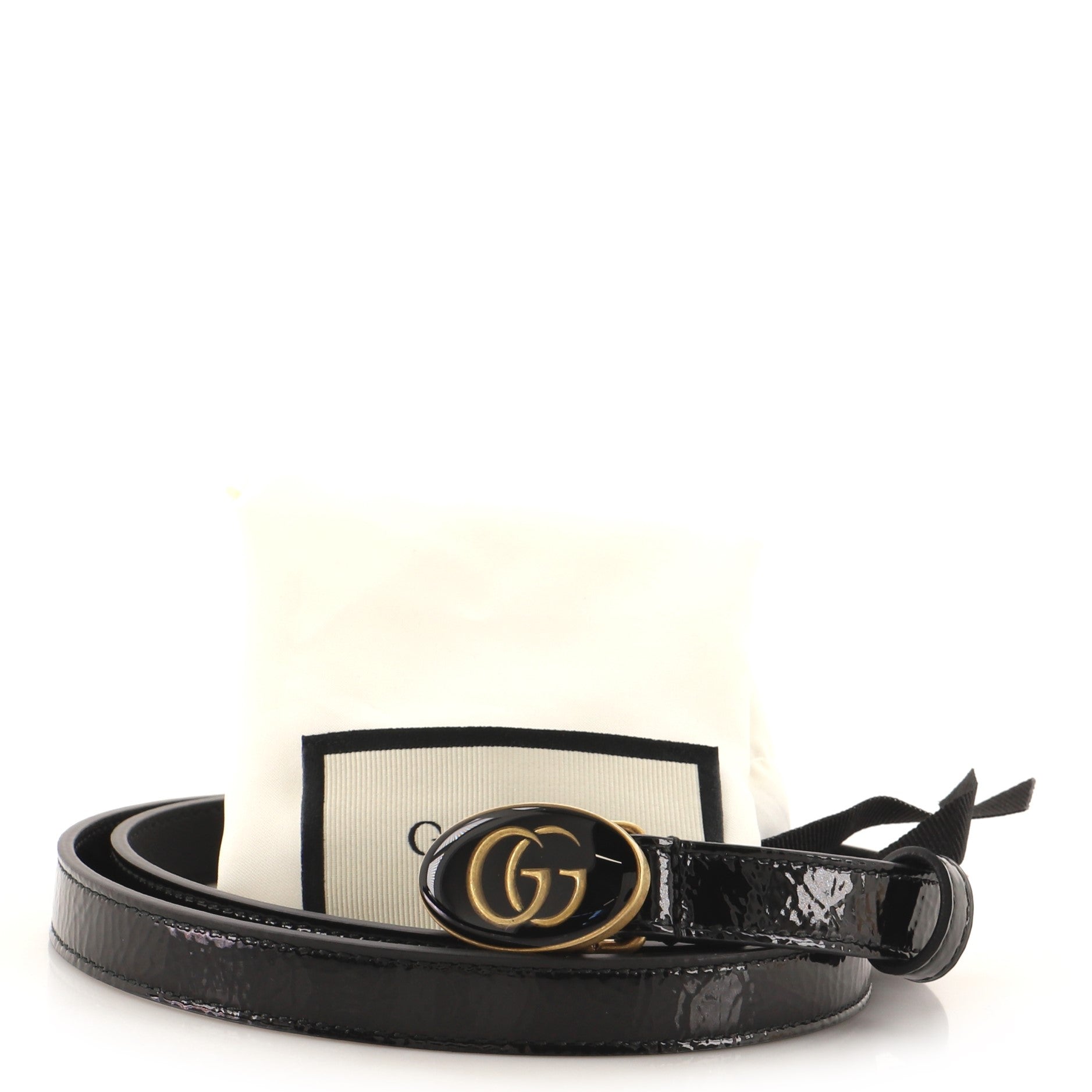 GG Oval Buckle Belt Patent with Enamel Thin 95