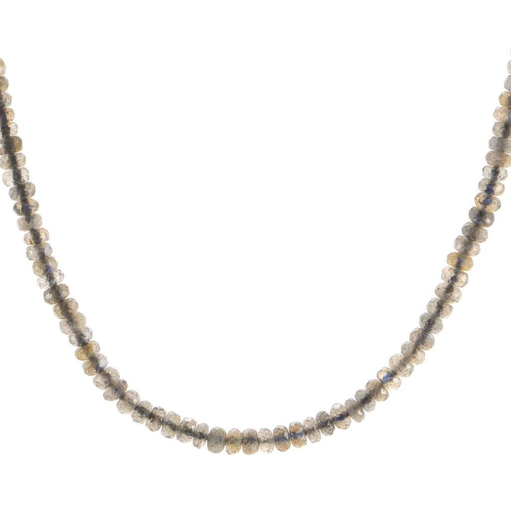 Spiritual Beads Skull Station Necklace Labradorite and Sterling Silver 5mm