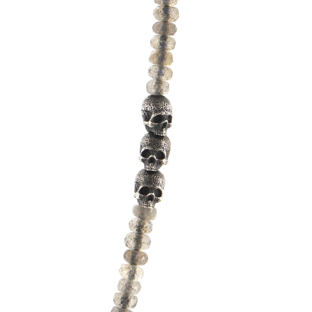 Spiritual Beads Skull Station Necklace Labradorite and Sterling Silver 5mm