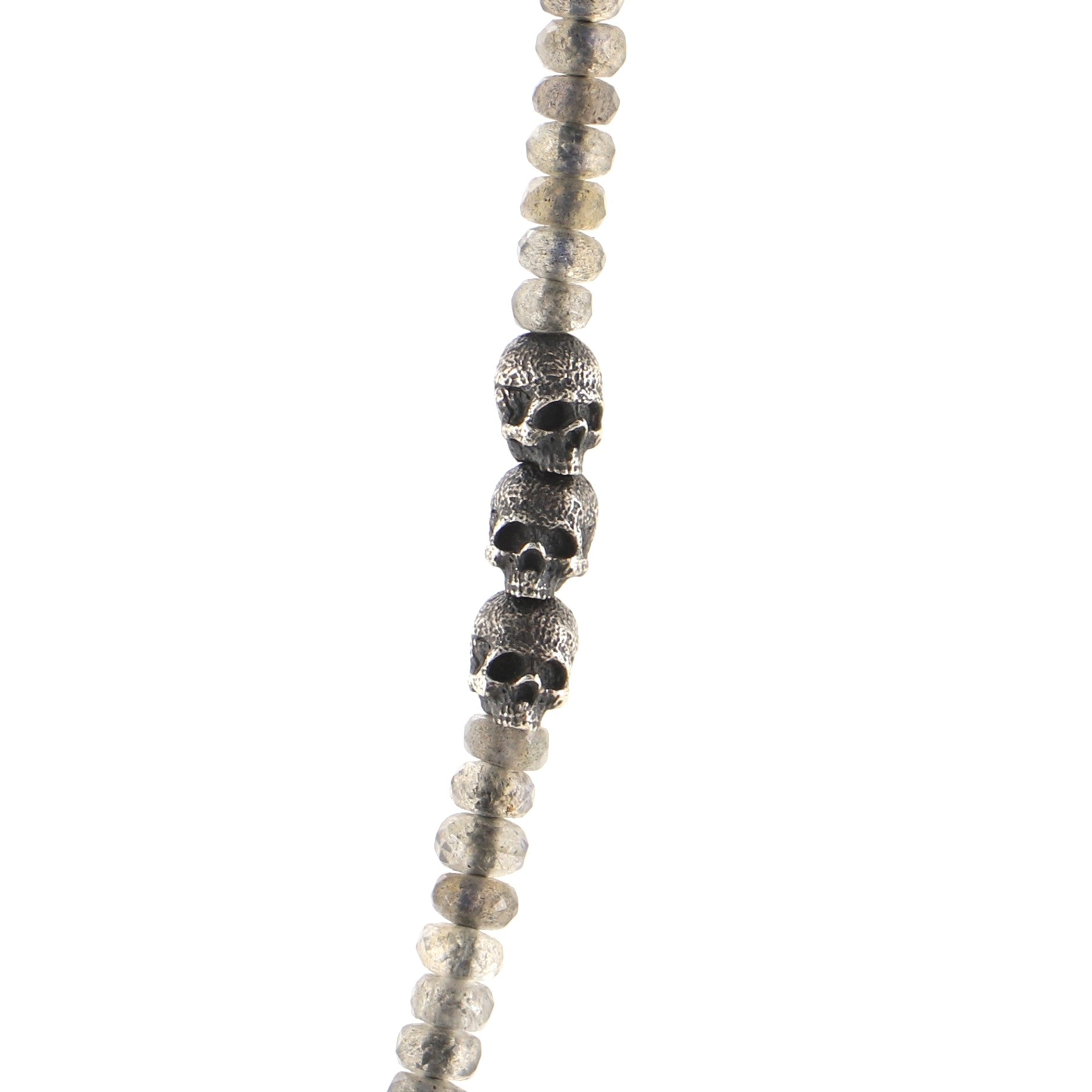 Spiritual Beads Skull Station Necklace Labradorite and Sterling Silver 5mm