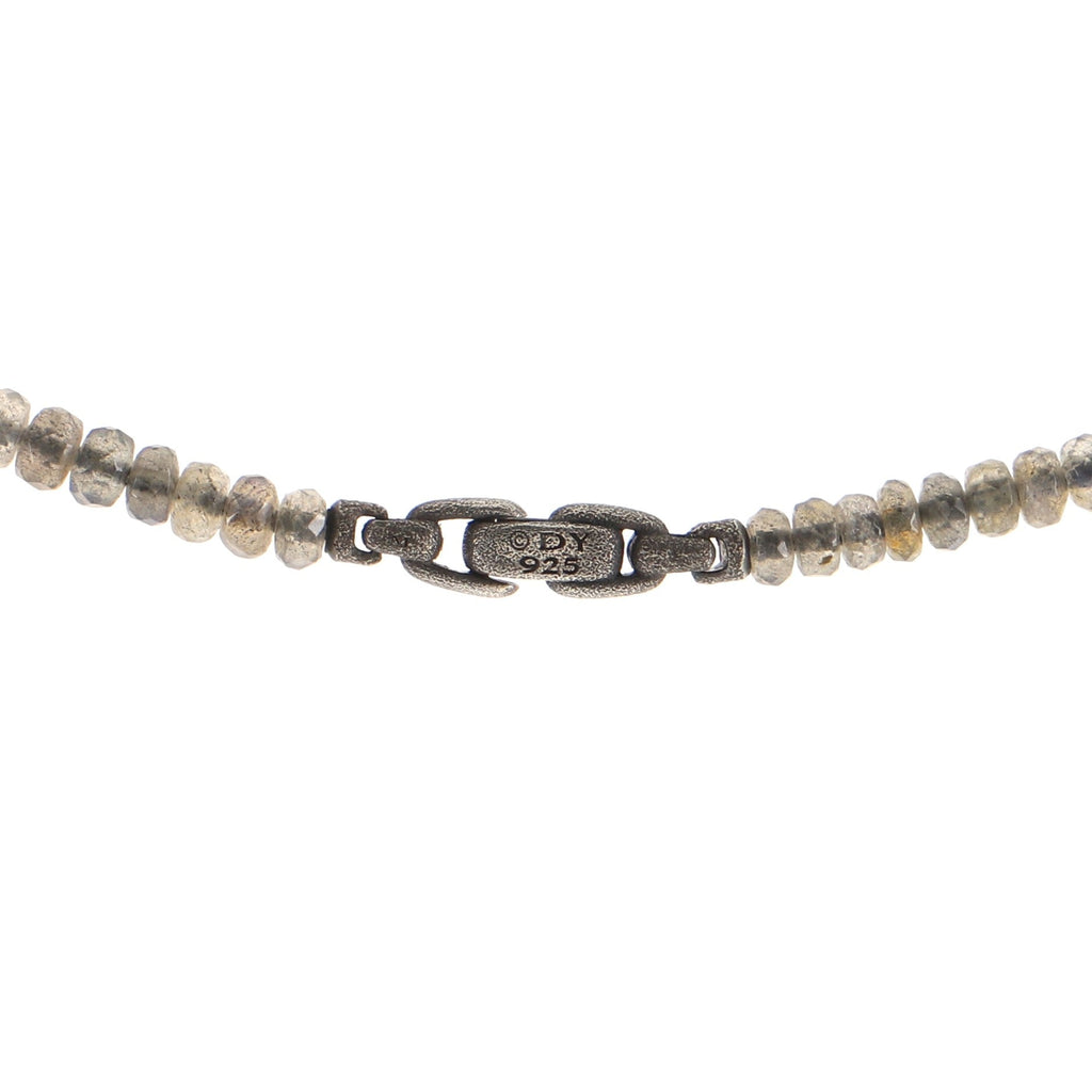 Spiritual Beads Skull Station Necklace Labradorite and Sterling Silver 5mm