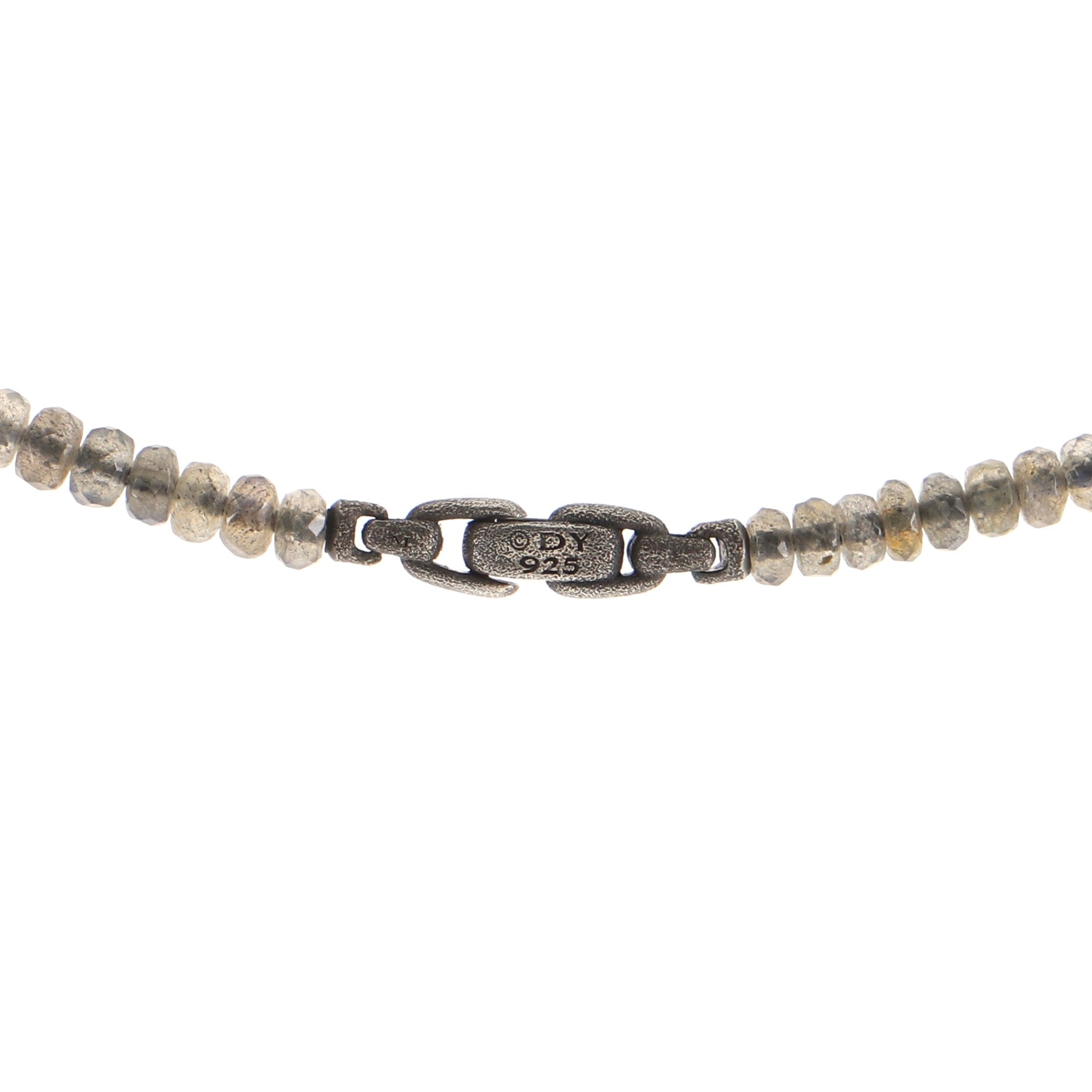 Spiritual Beads Skull Station Necklace Labradorite and Sterling Silver 5mm