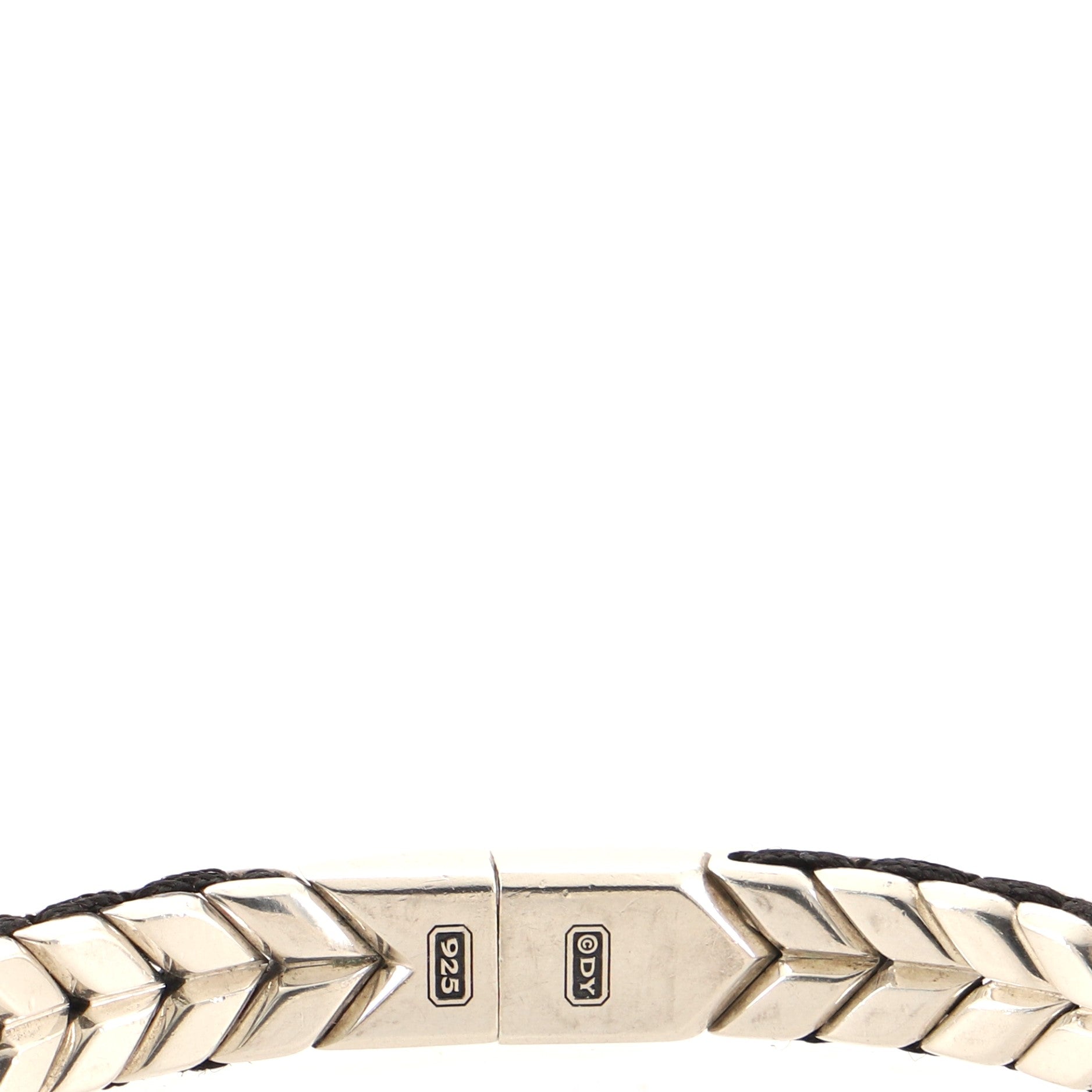 Chevron Woven Bracelet Sterling Silver with Pave Black Diamonds 9mm