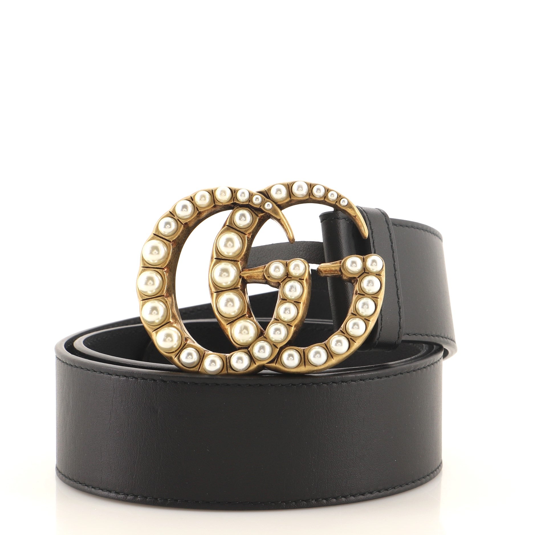 Pearly GG Marmont Belt Leather Wide 80