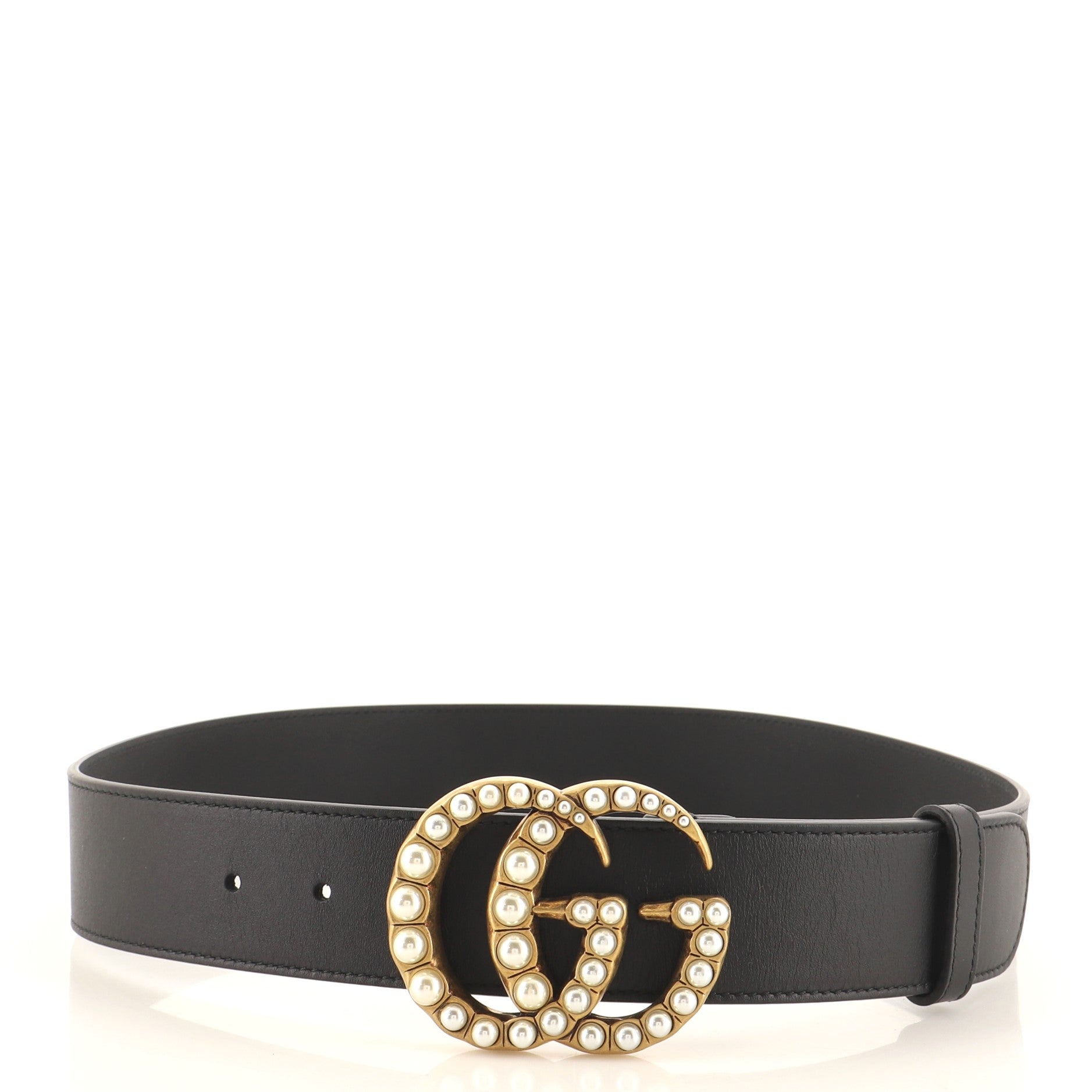 Pearly GG Marmont Belt Leather Wide 80