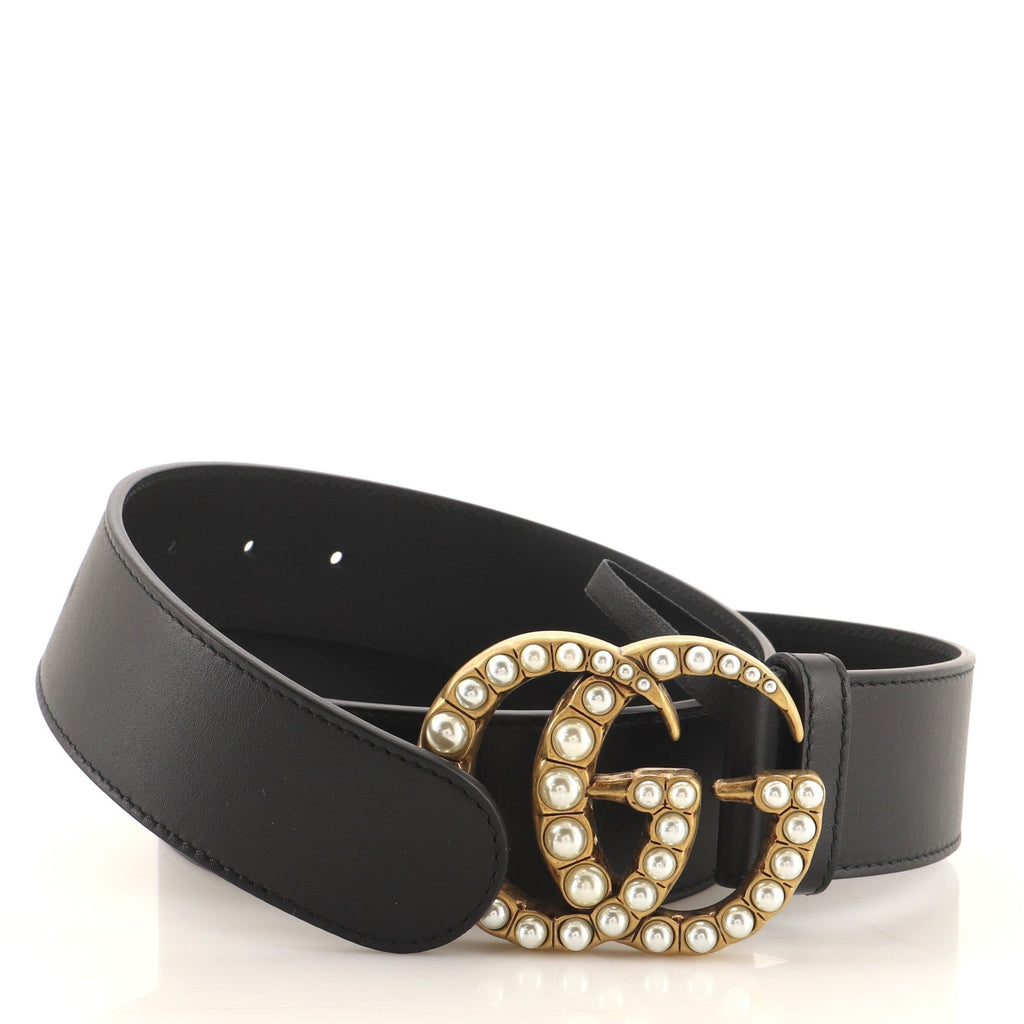 Pearly GG Marmont Belt Leather Wide 80