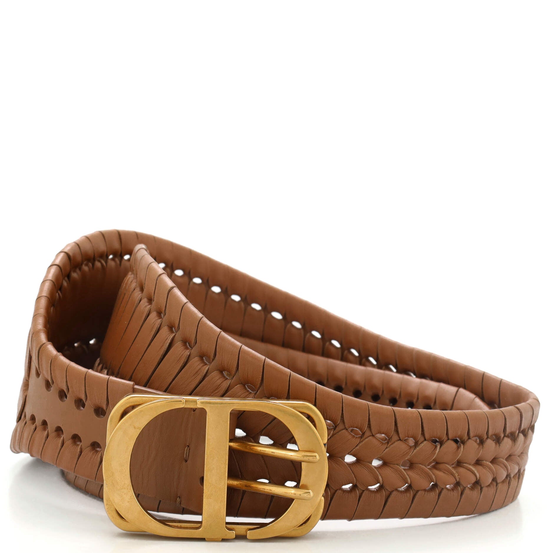 30 Montaigne Waist Belt Perforated Braided Leather 80