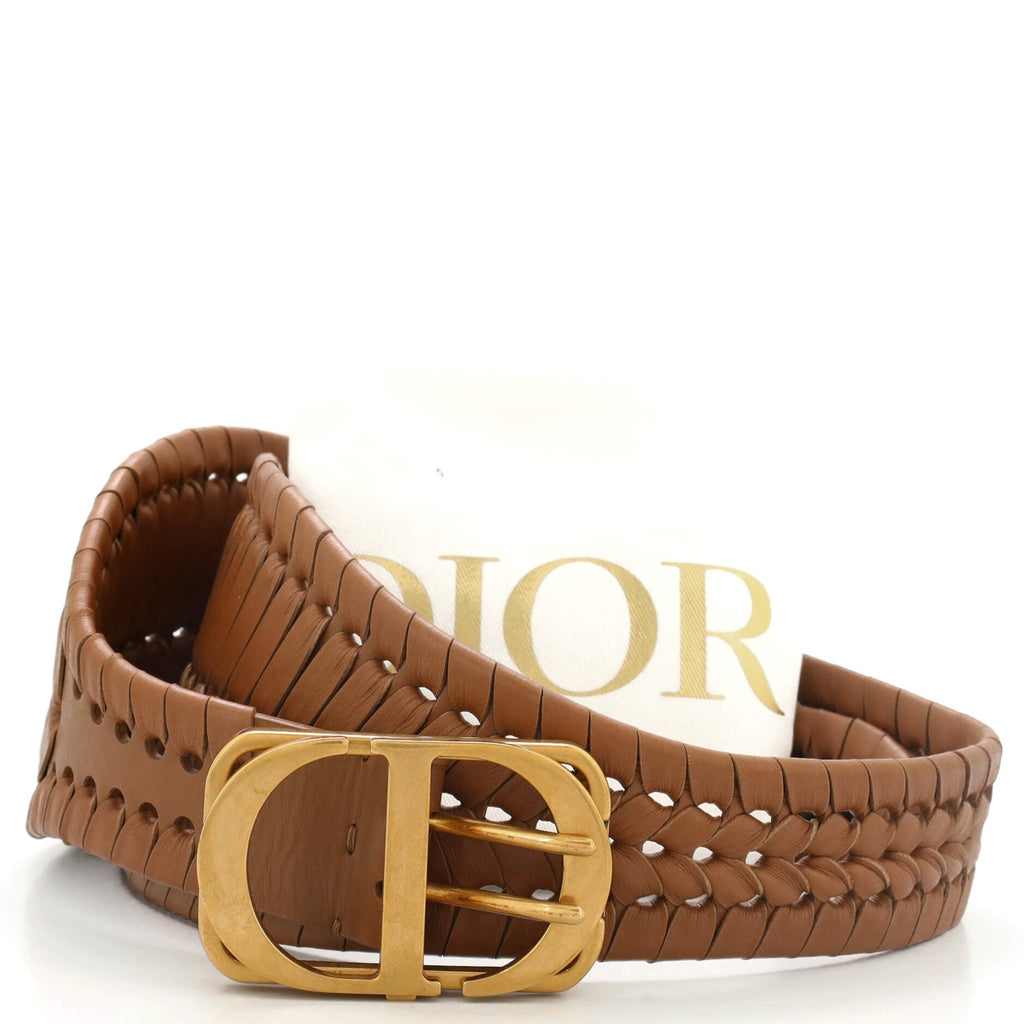 30 Montaigne Waist Belt Perforated Braided Leather 80