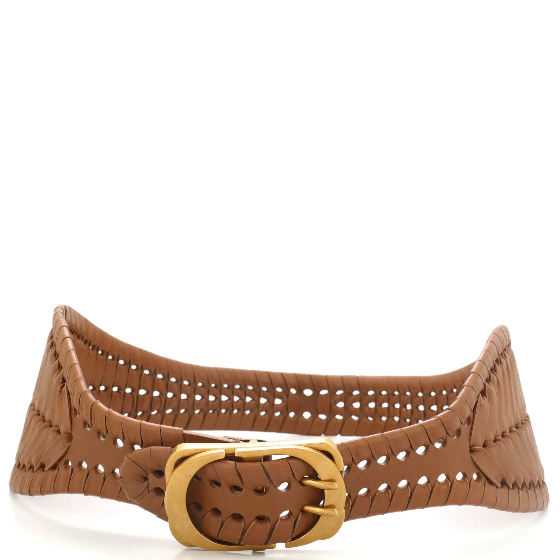 30 Montaigne Waist Belt Perforated Braided Leather 80