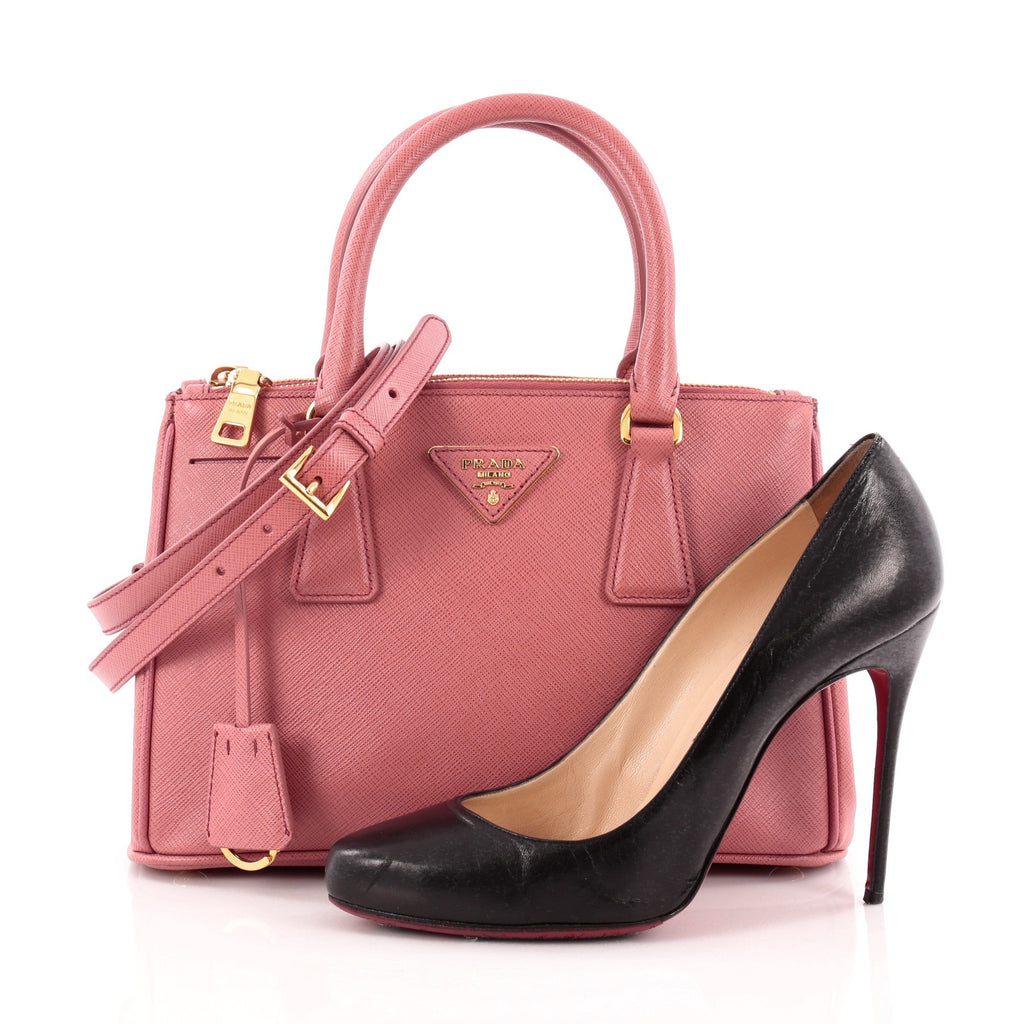 Double Zip Lux Tote Saffiano Leather Mini