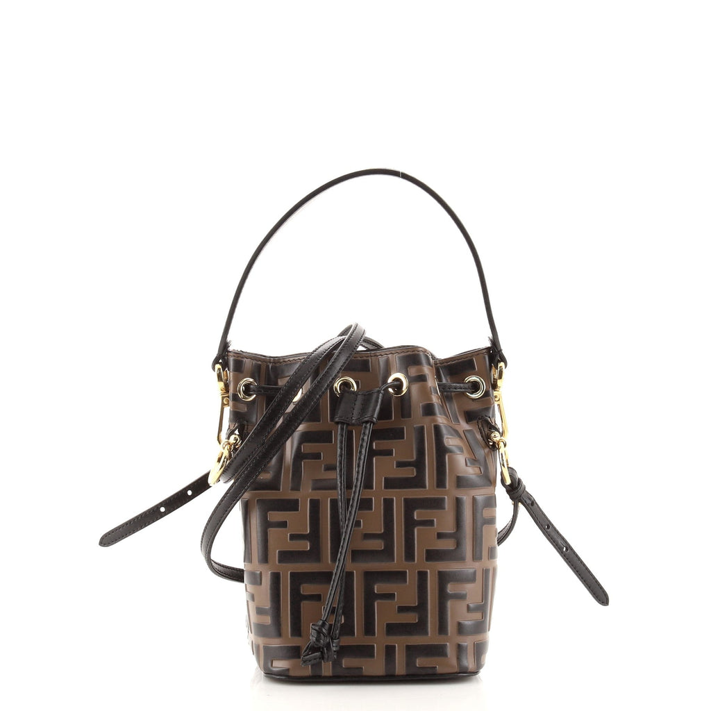 Mon Tresor Bucket Bag Zucca Embossed Leather Mini