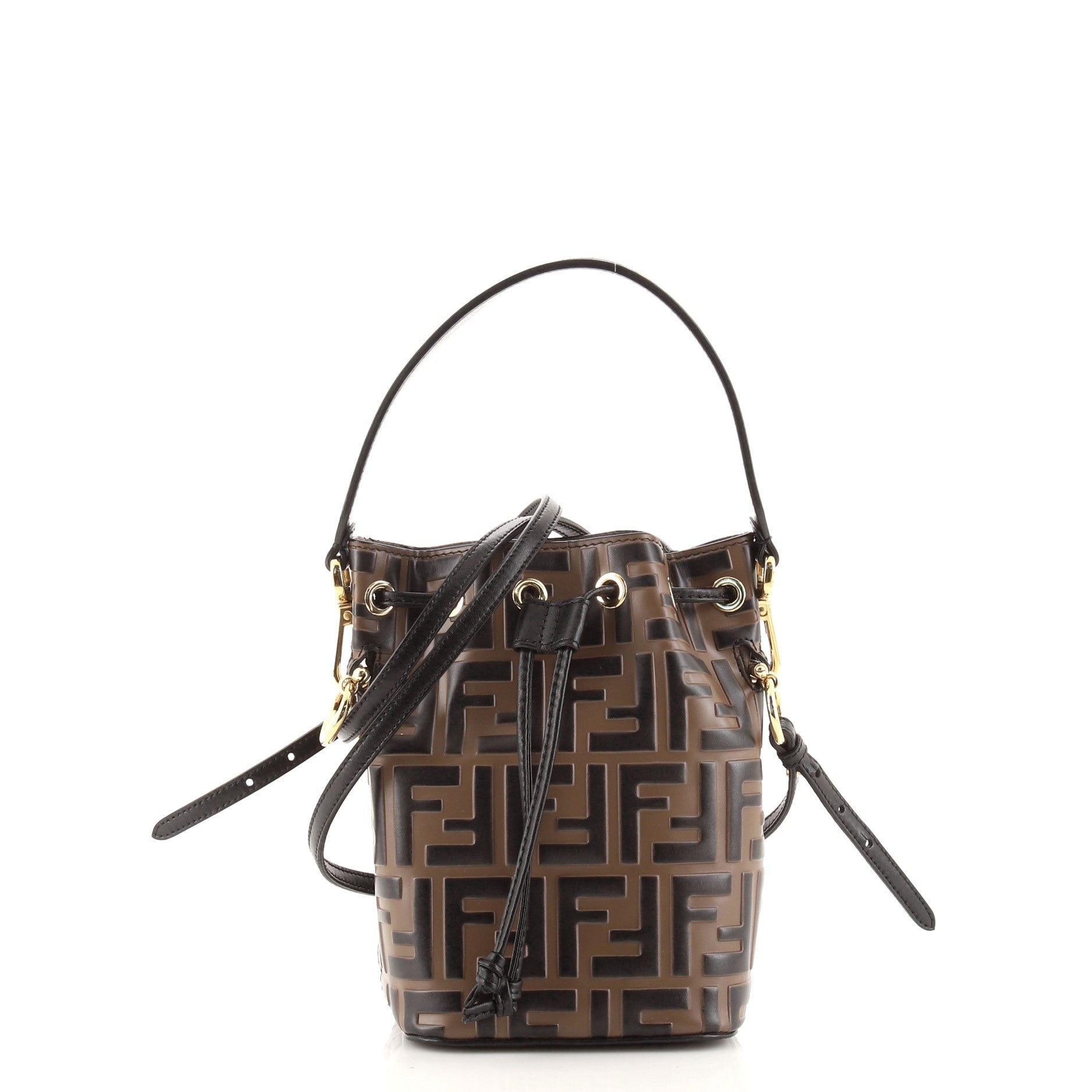 Mon Tresor Bucket Bag Zucca Embossed Leather Mini