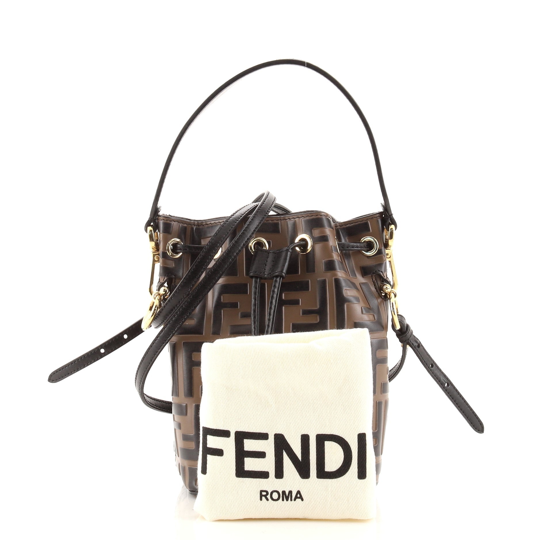 Mon Tresor Bucket Bag Zucca Embossed Leather Mini