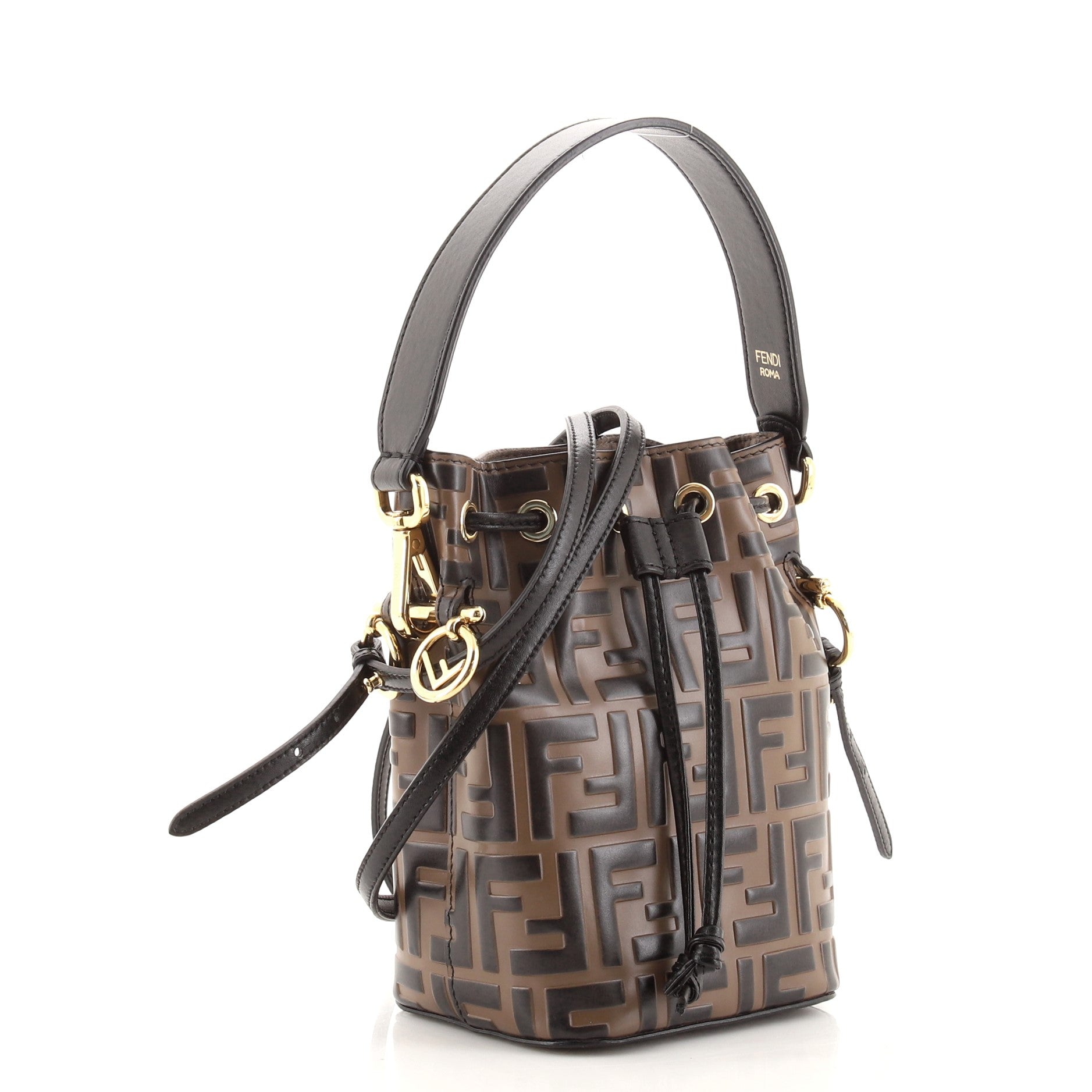 Mon Tresor Bucket Bag Zucca Embossed Leather Mini