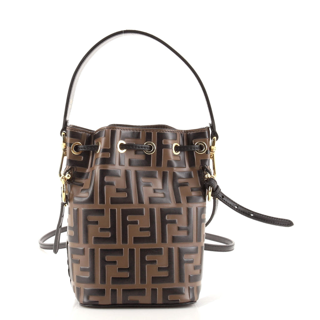 Mon Tresor Bucket Bag Zucca Embossed Leather Mini