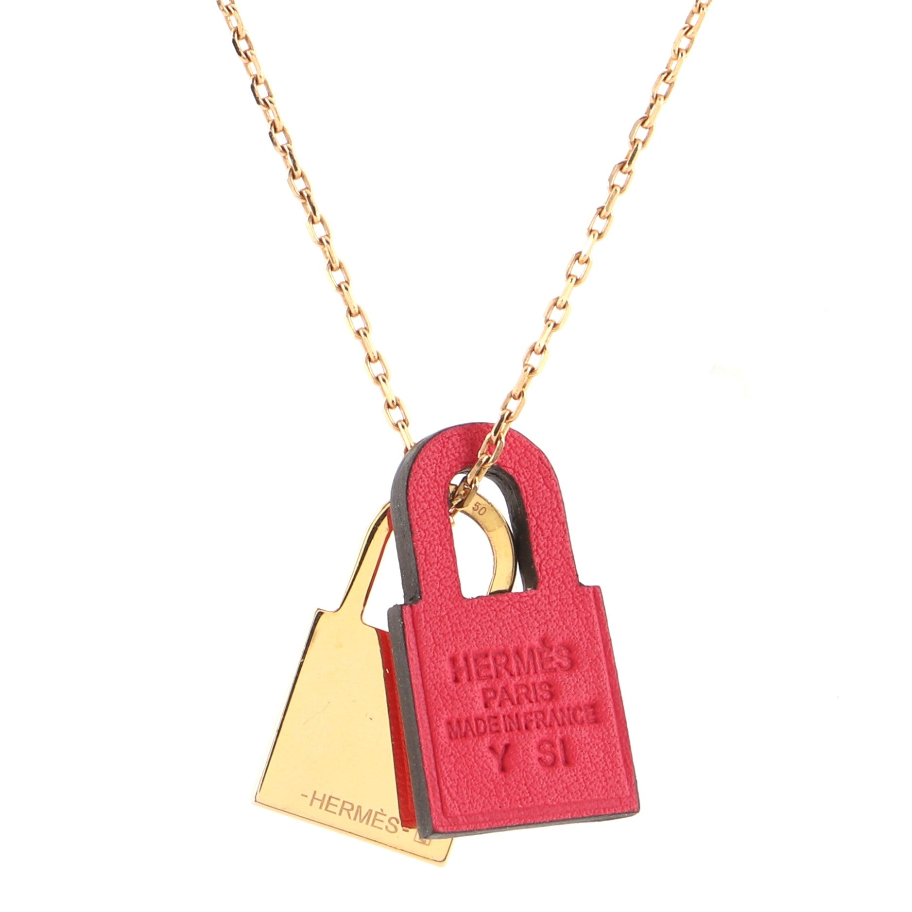 O'Kelly Pendant Necklace Metal and Leather Small