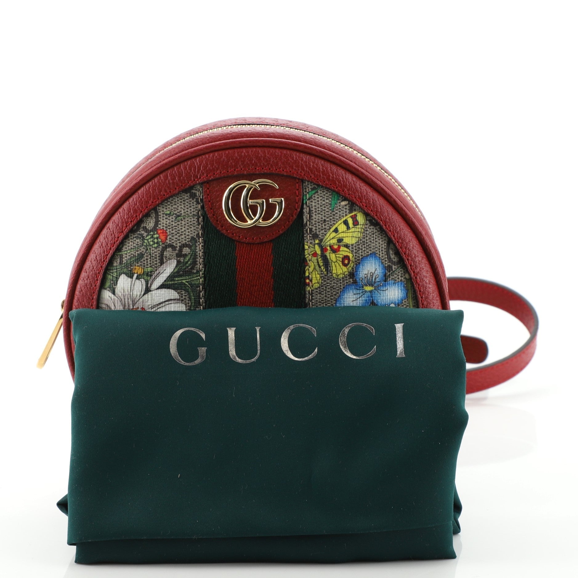 Ophidia Round Backpack Flora GG Coated Canvas Mini