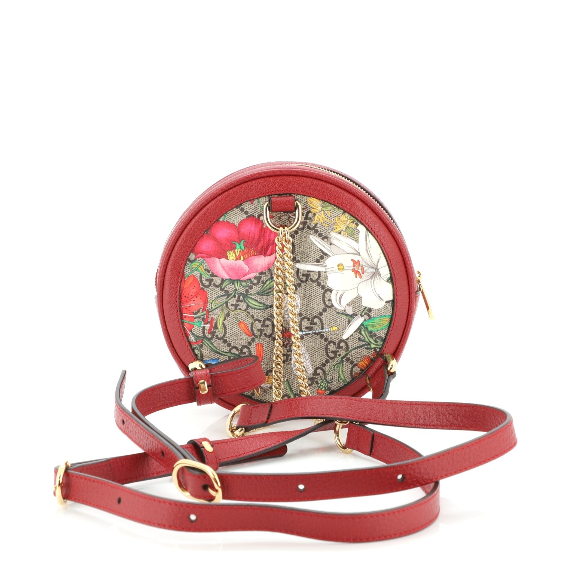 Ophidia Round Backpack Flora GG Coated Canvas Mini