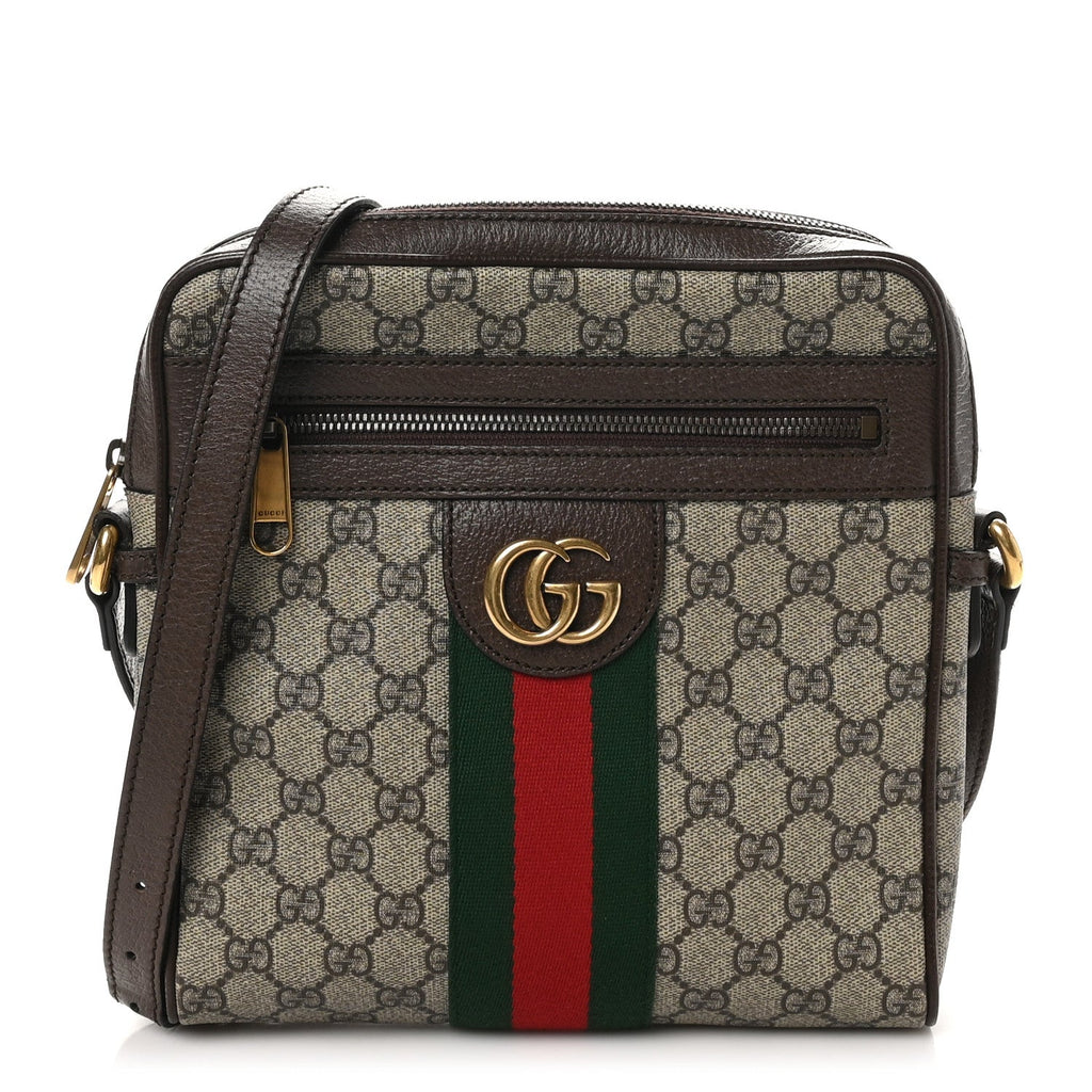 GG Supreme Monogram Web Small Ophidia Messenger Bag Brown