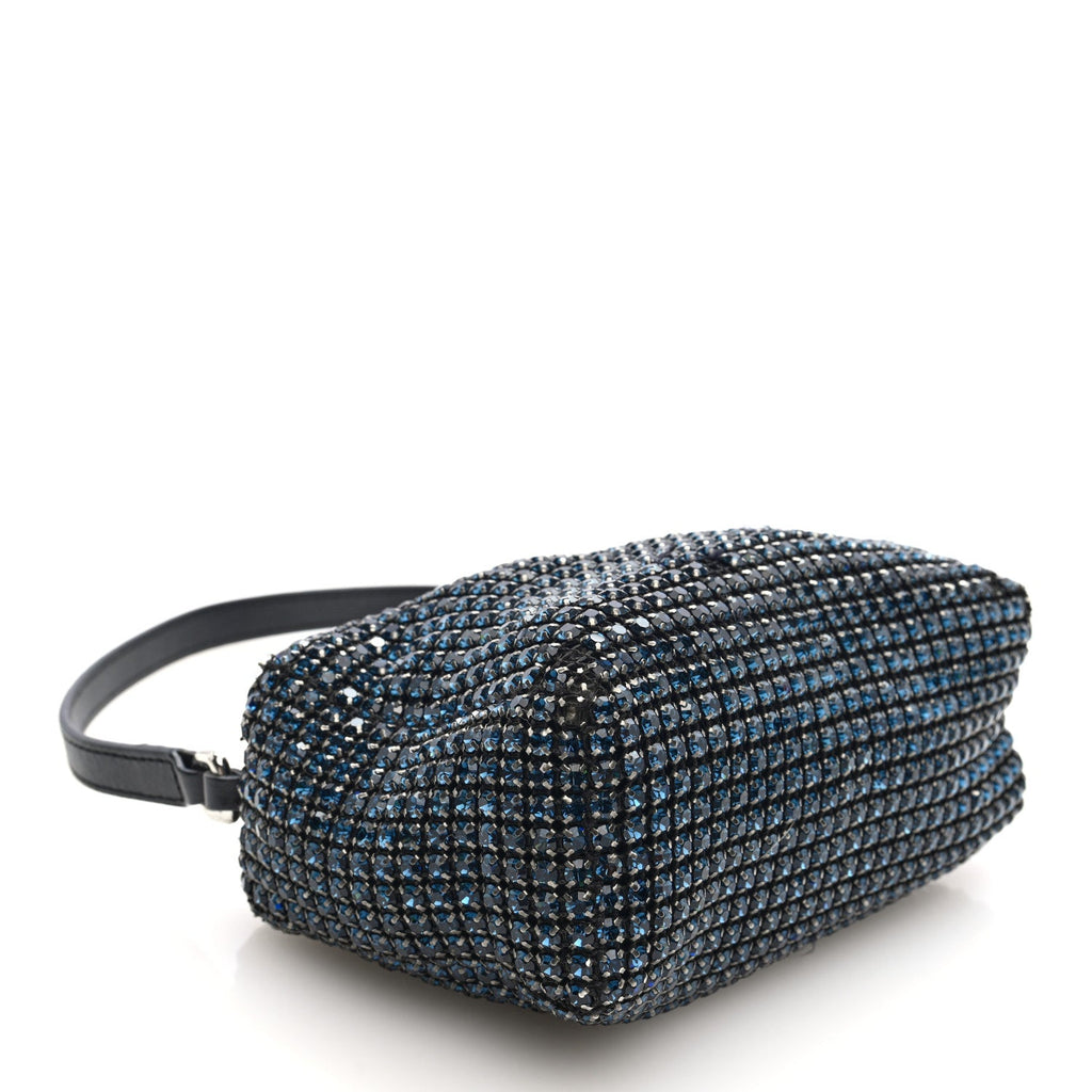 Mesh Crystal Rhinestone Mini Heiress Pouch Navy