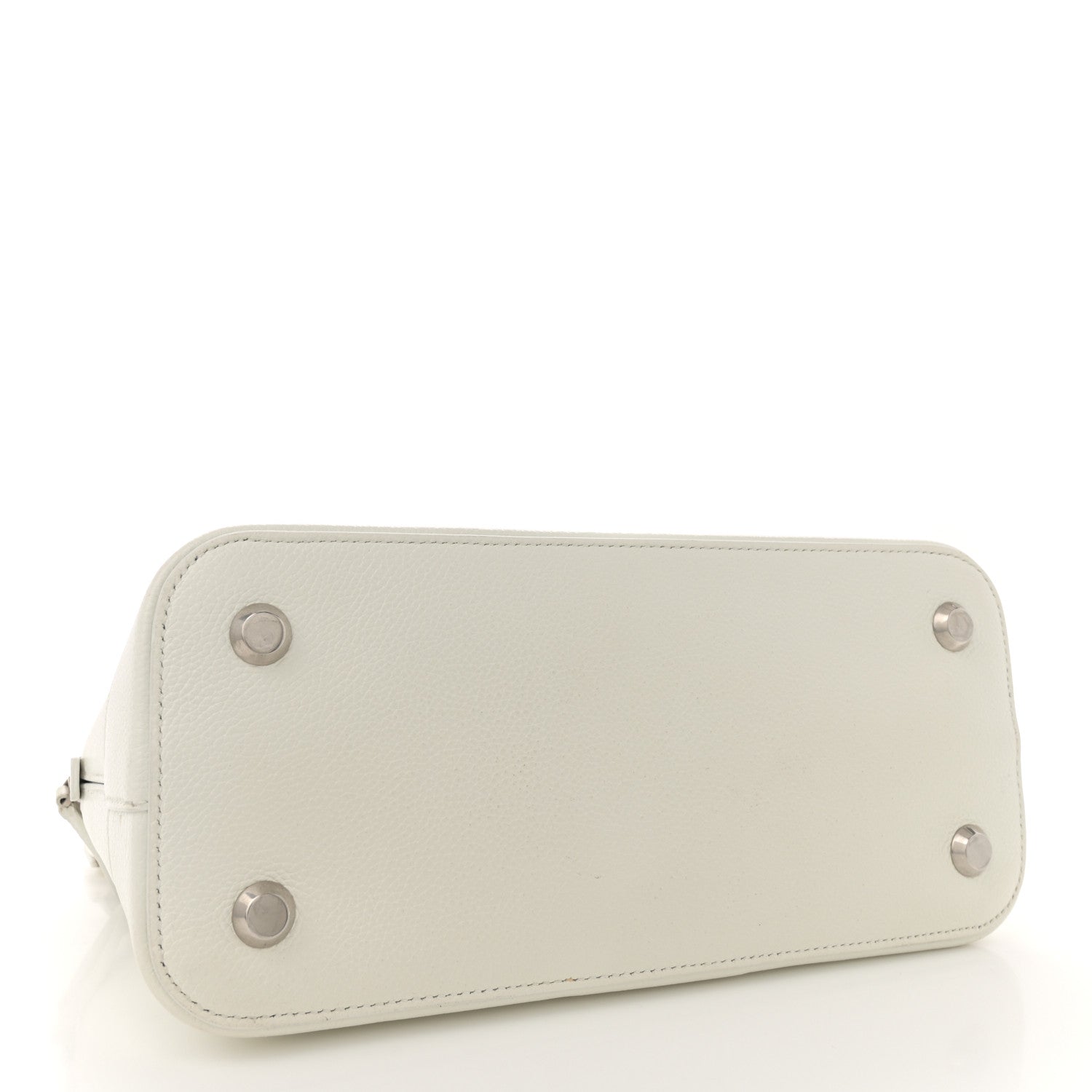 Signature Grained Calfskin Logo S Ville Top Handle Bag White Pink
