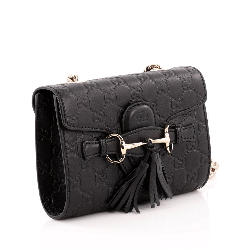 Emily Chain Strap Flap Bag Guccissima Leather Mini