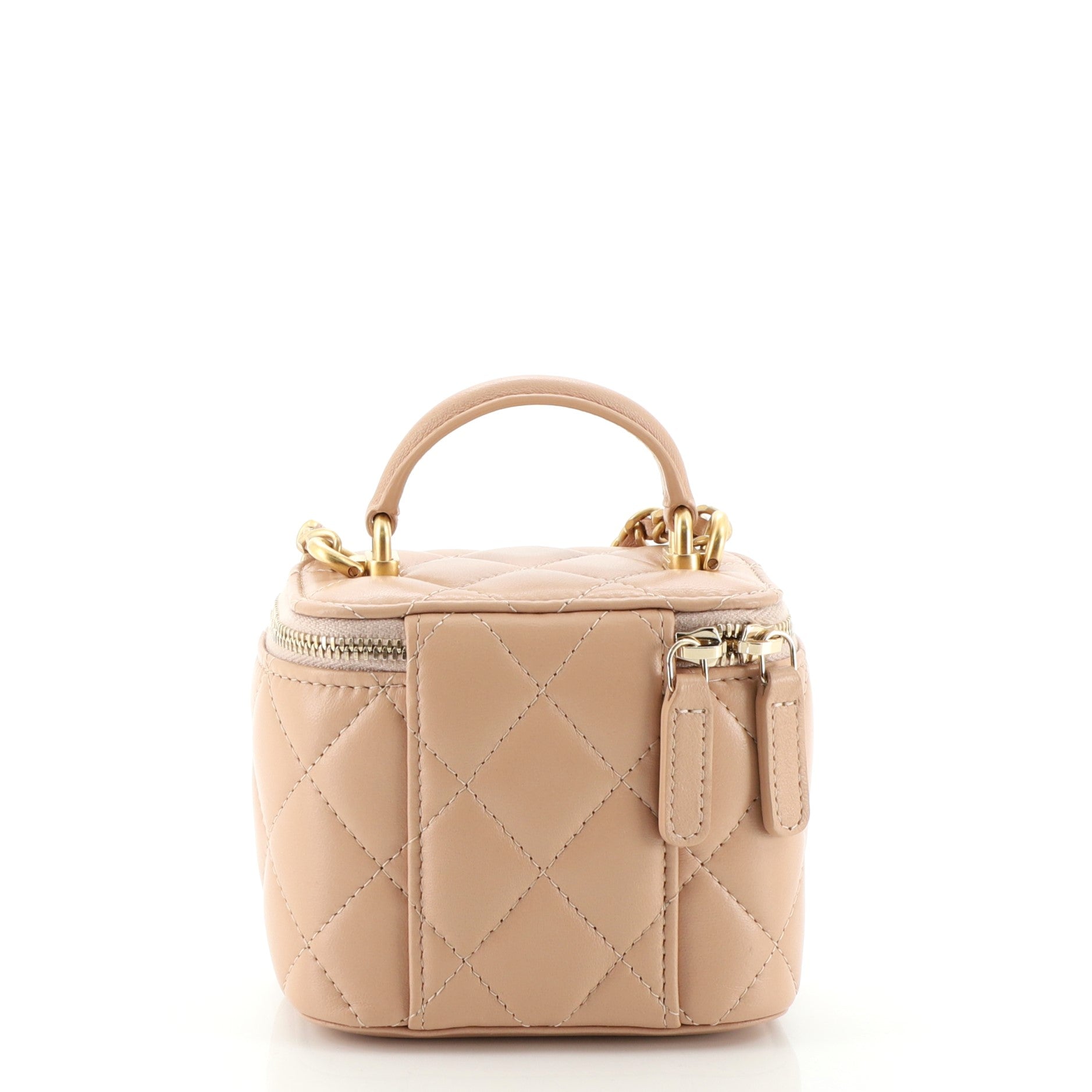 Classic Top Handle Vanity Case with Chain Quilted Lambskin Mini