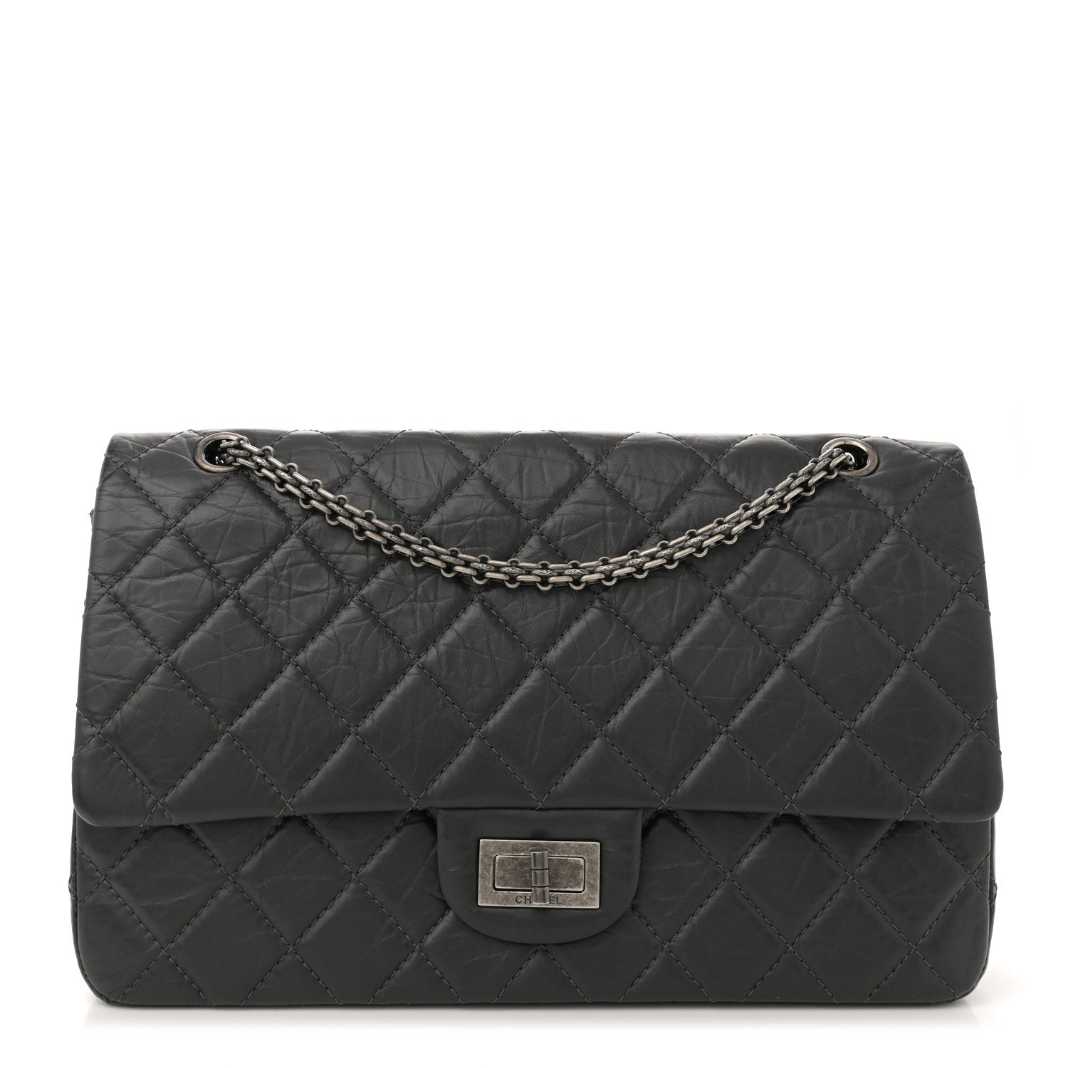 Aged Calfskin Quilted 2.55 Reissue 227 Flap Dark Grey