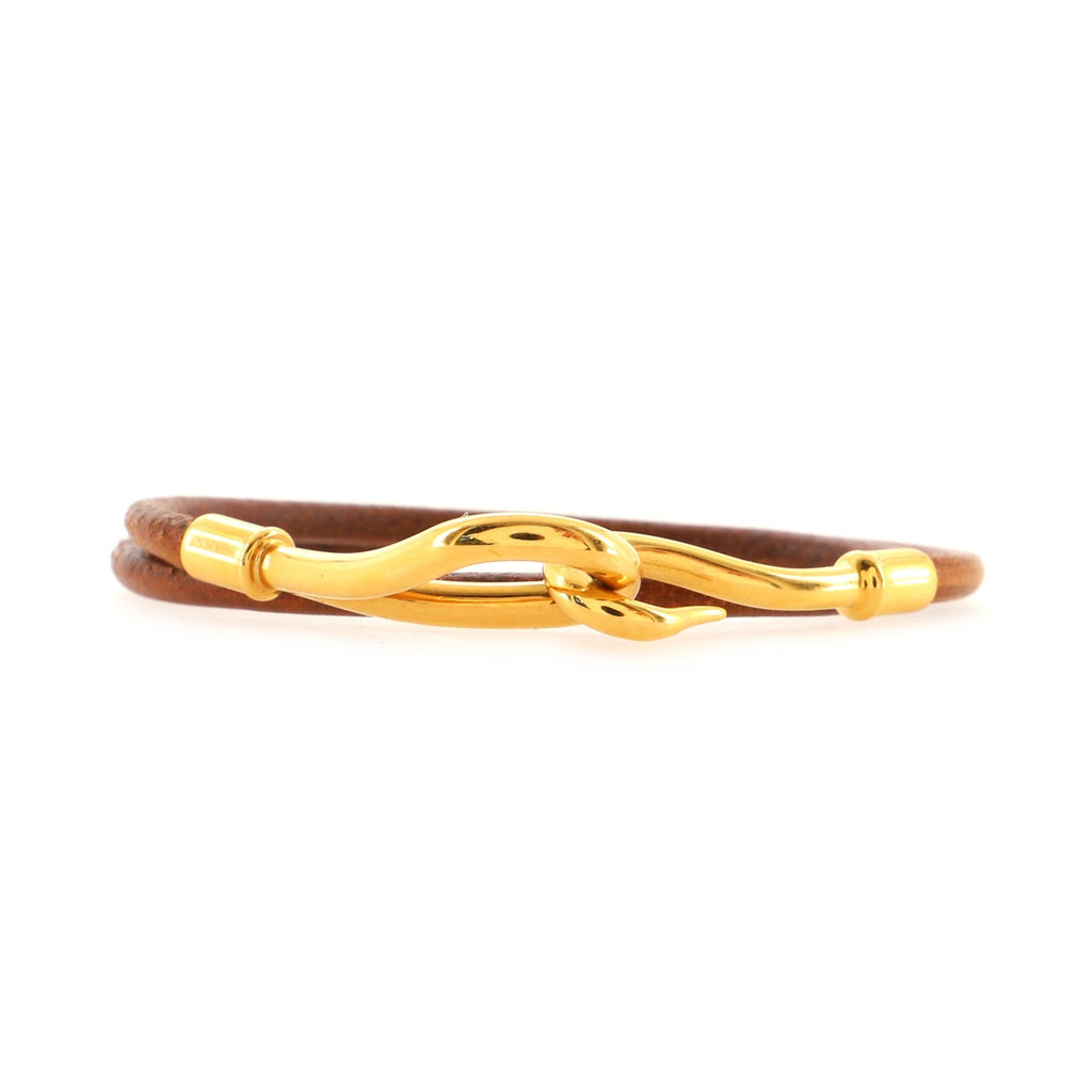 Jumbo Hook Double Tour Bracelet Leather and Metal