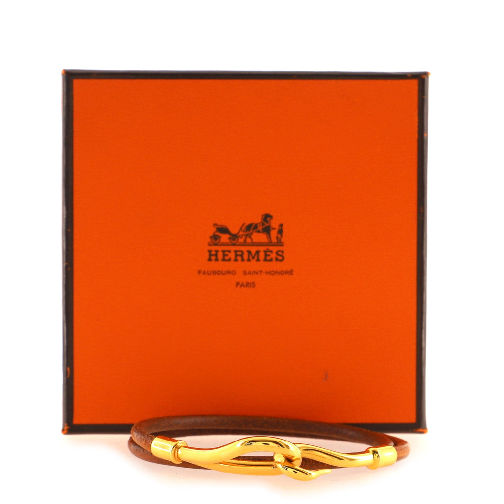 Jumbo Hook Double Tour Bracelet Leather and Metal