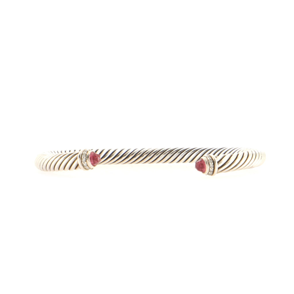 Cable Classic Bracelet Sterling Silver with Tourmaline and Diamonds 5mm
